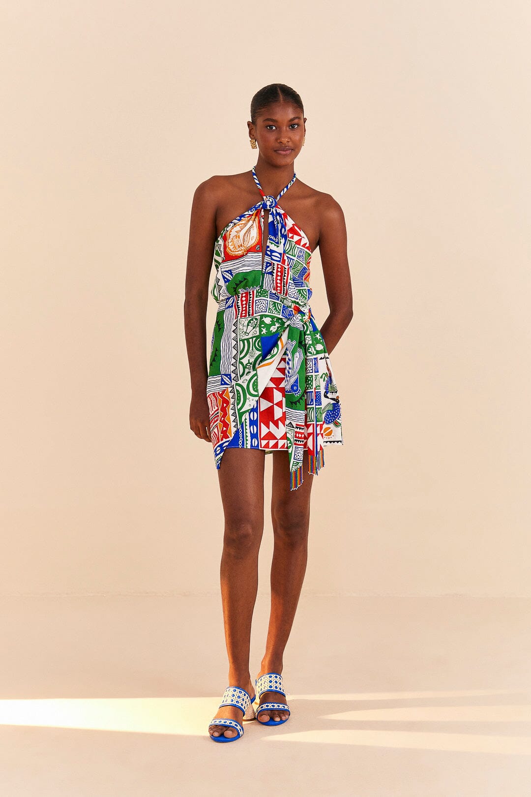 Farm Rio Off-White Pitta Colors Mini Dress