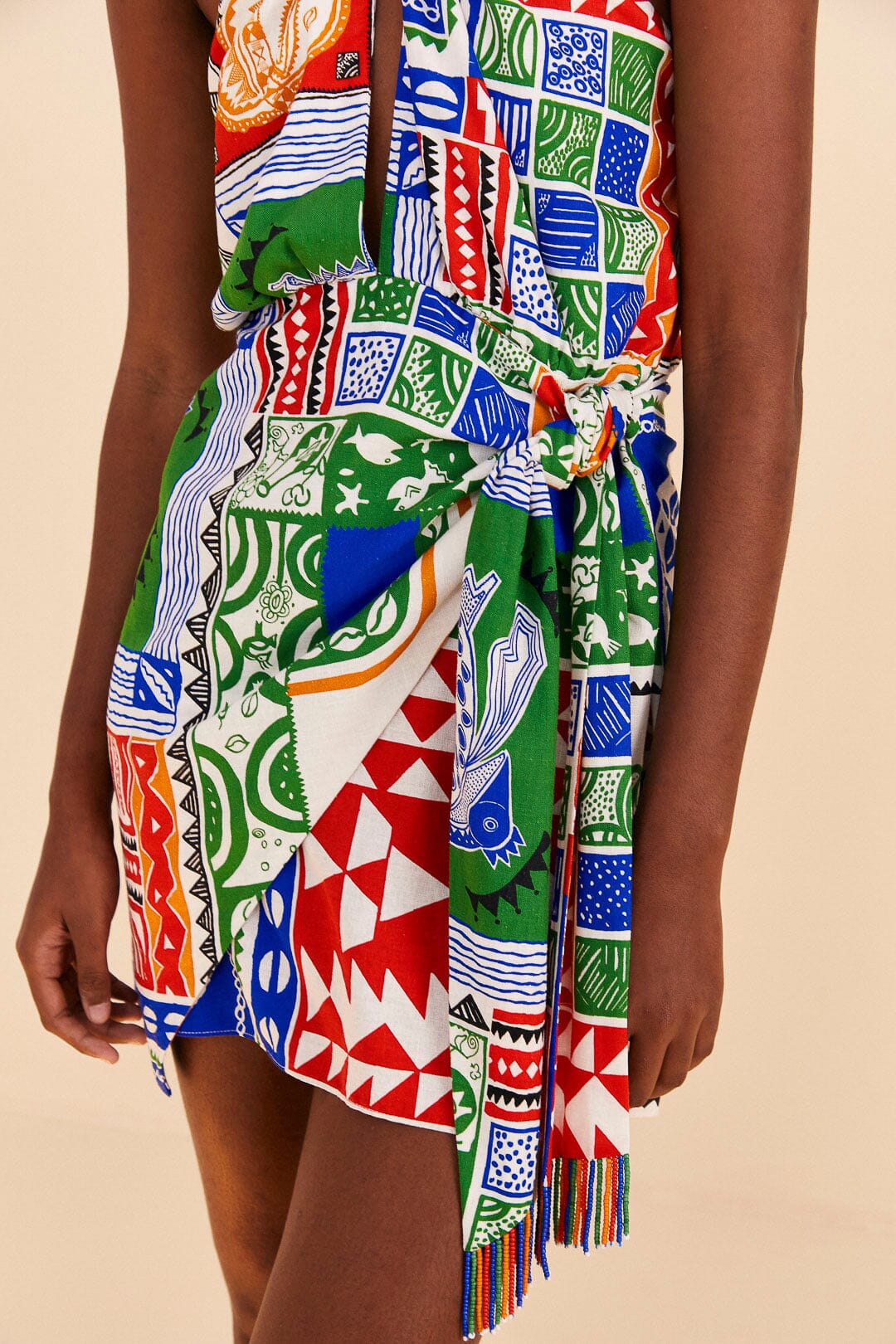 Farm Rio Off-White Pitta Colors Mini Dress