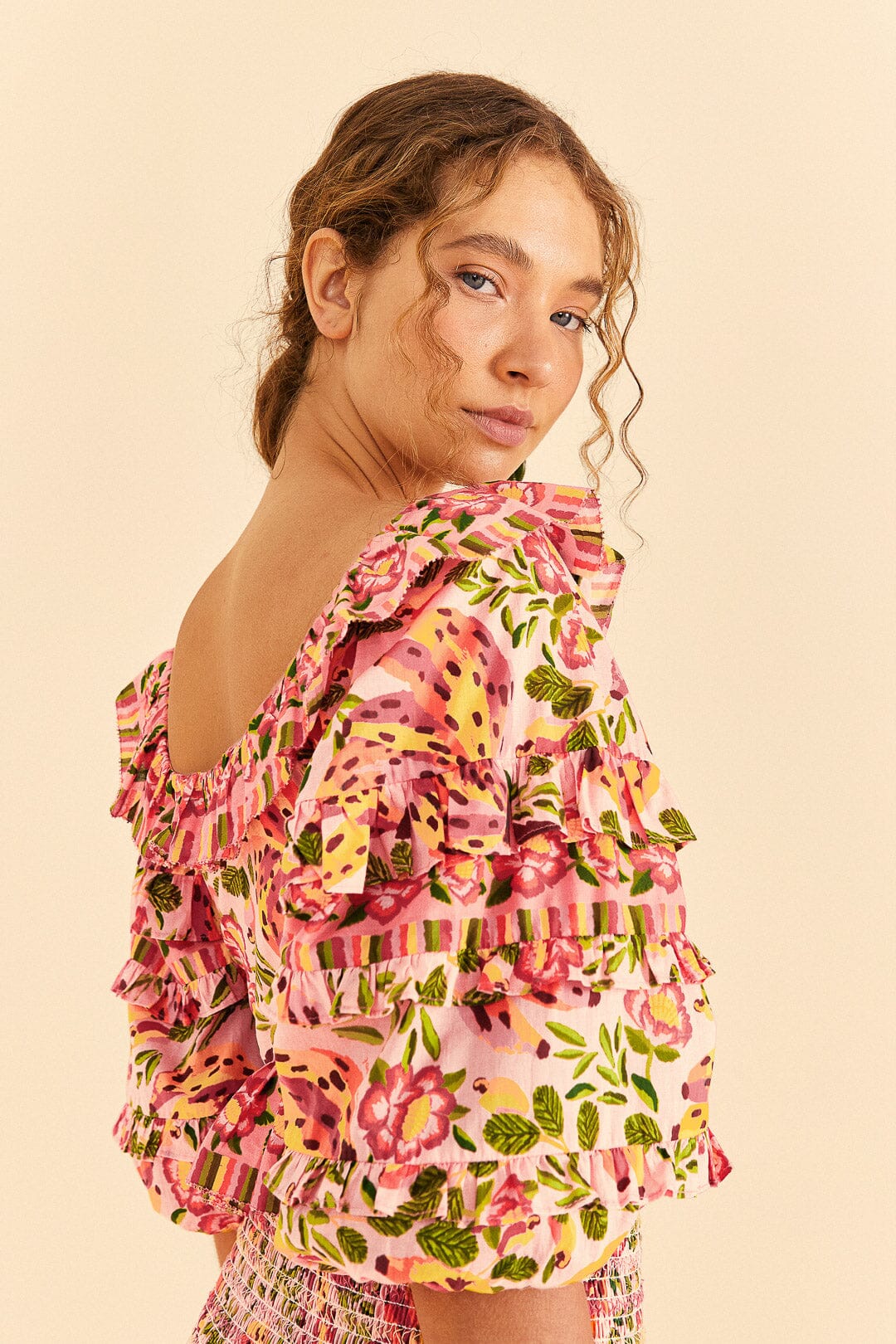 Farm Rio Pink Painted Bananas Top
