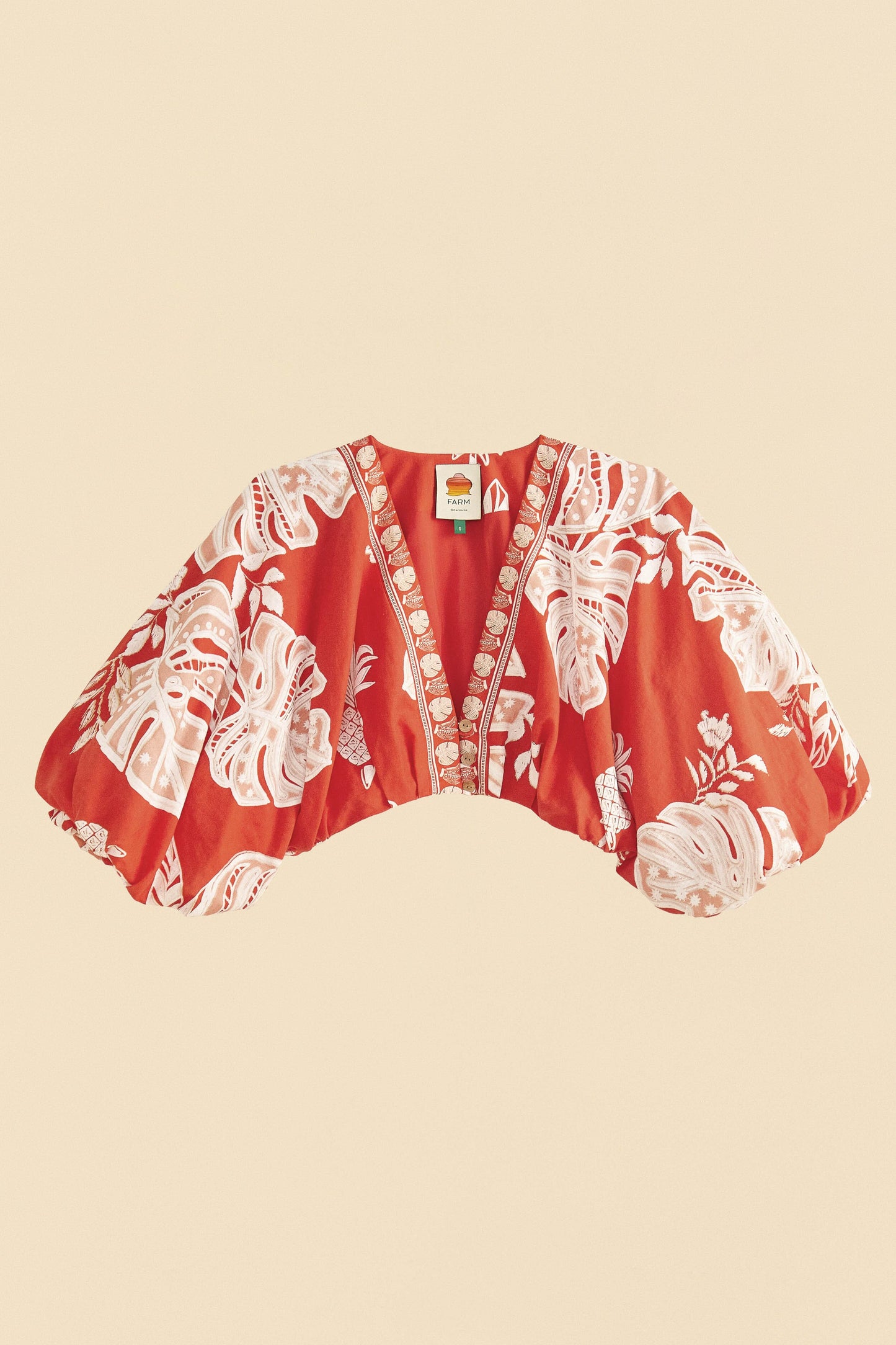 Farm Rio Red Lace Monsteras Crop Top