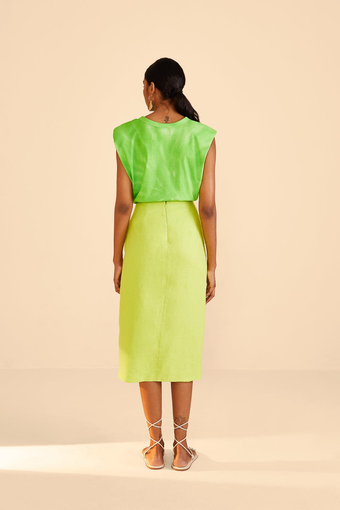 Farm Rio Lime Leaf Midi Skirt