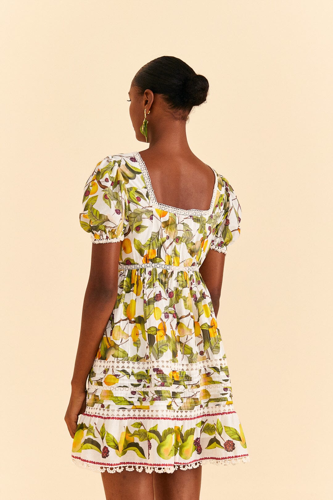 Farm Rio Off-white Fruit Orchard Mini Dress