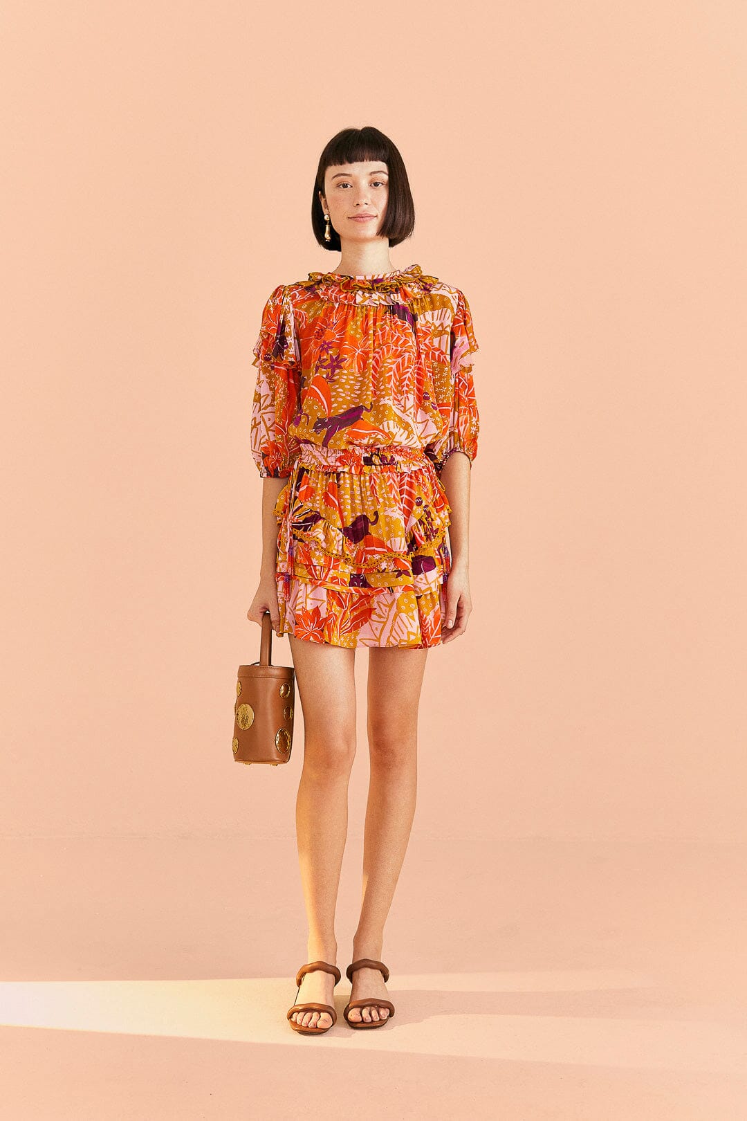 Farm Rio Beige Jungle Panther Blouse