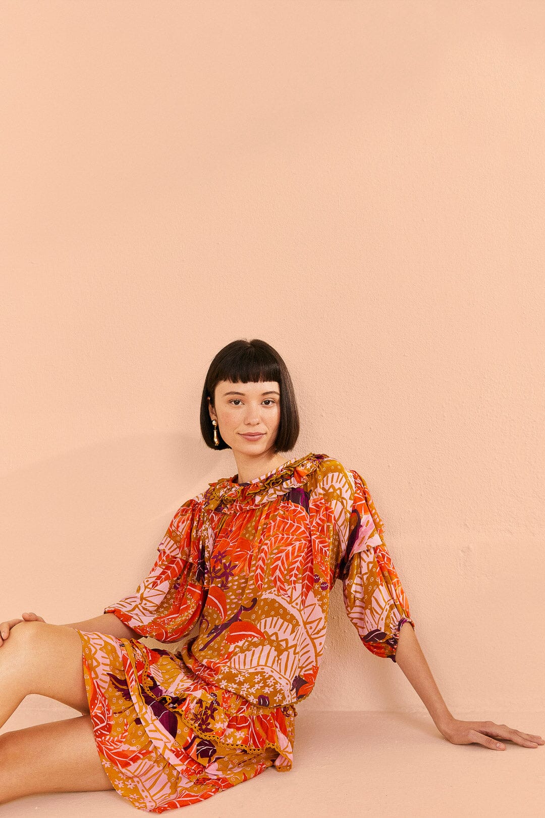 Farm Rio Beige Jungle Panther Blouse