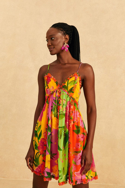 Farm Rio Mixed Romantic Garden Mini Dress