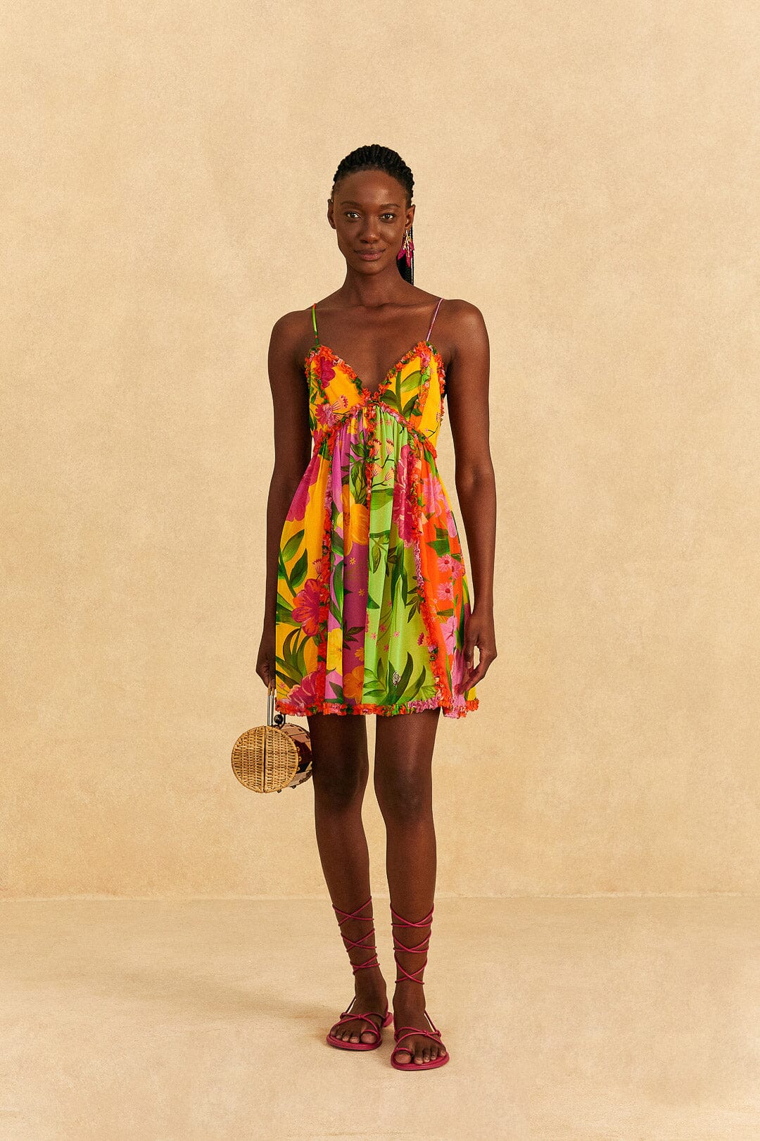 Farm Rio Mixed Romantic Garden Mini Dress