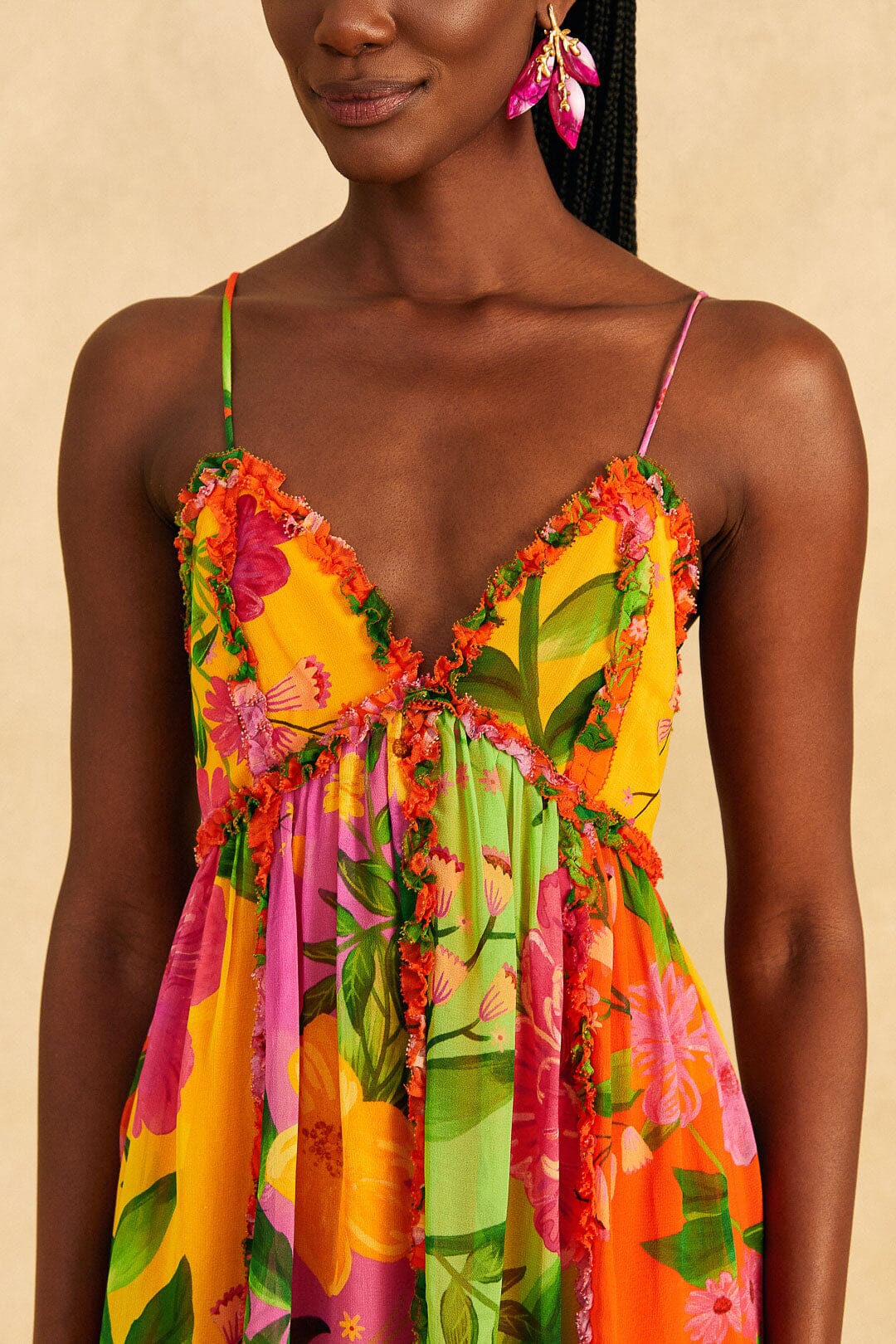 Farm Rio Mixed Romantic Garden Mini Dress