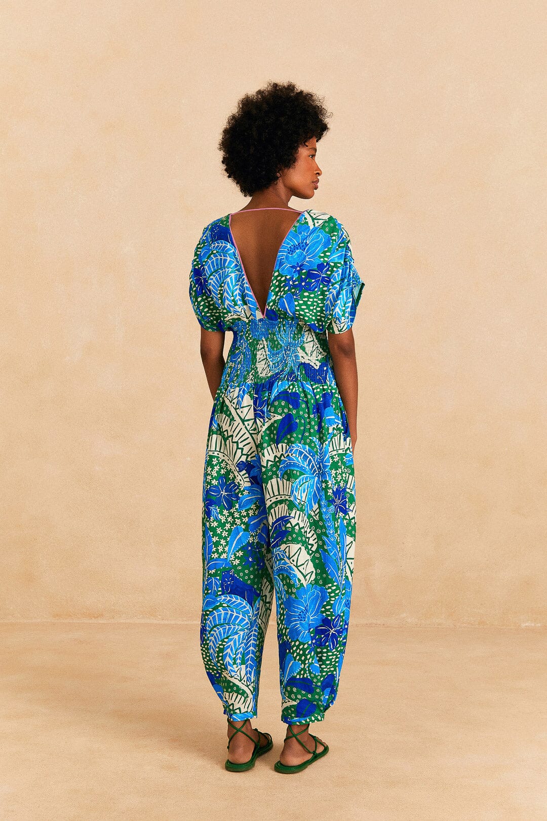 Farm Rio Green Jungle Panther Jumpsuit