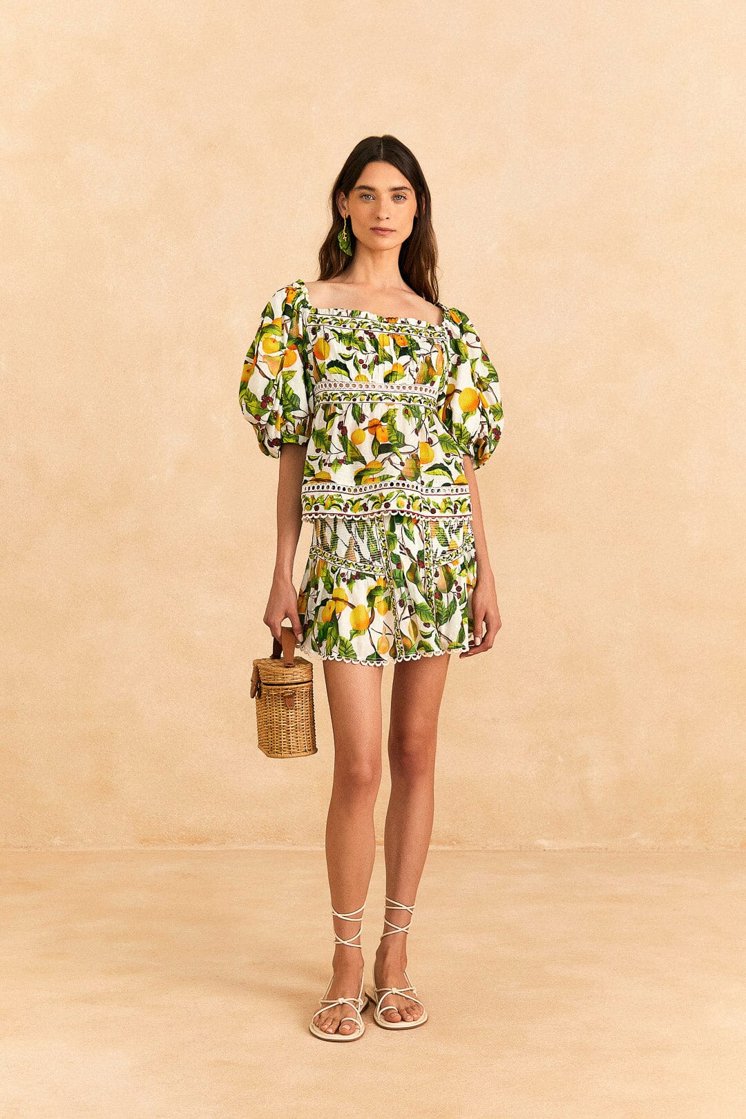 Farm Rio Off-White Fruit Orchard Mini Skirt