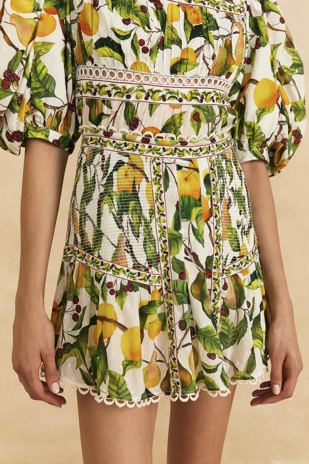 Farm Rio Off-White Fruit Orchard Mini Skirt