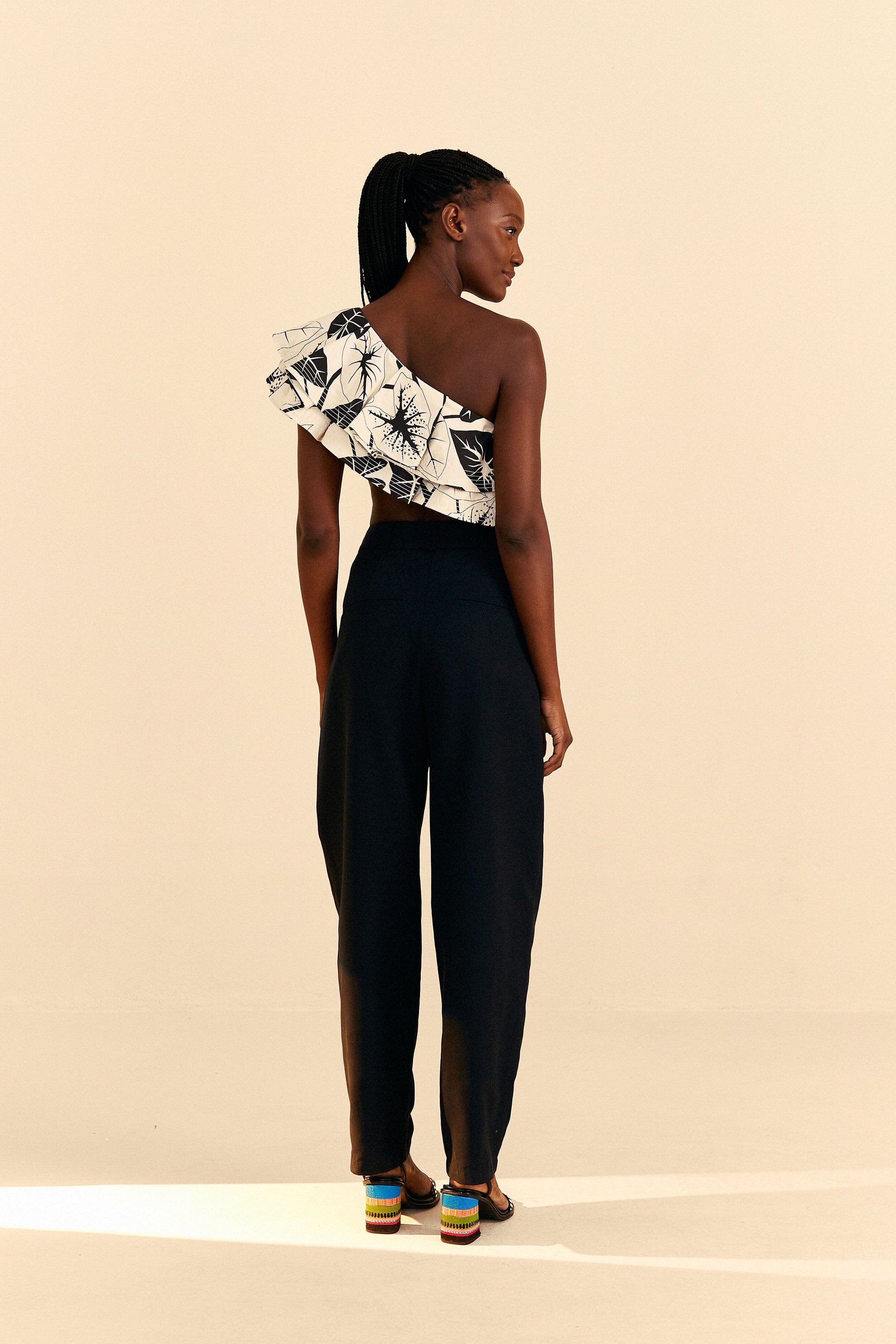 Farm Rio Off-White Graphic Leaves Organic Cotton Top