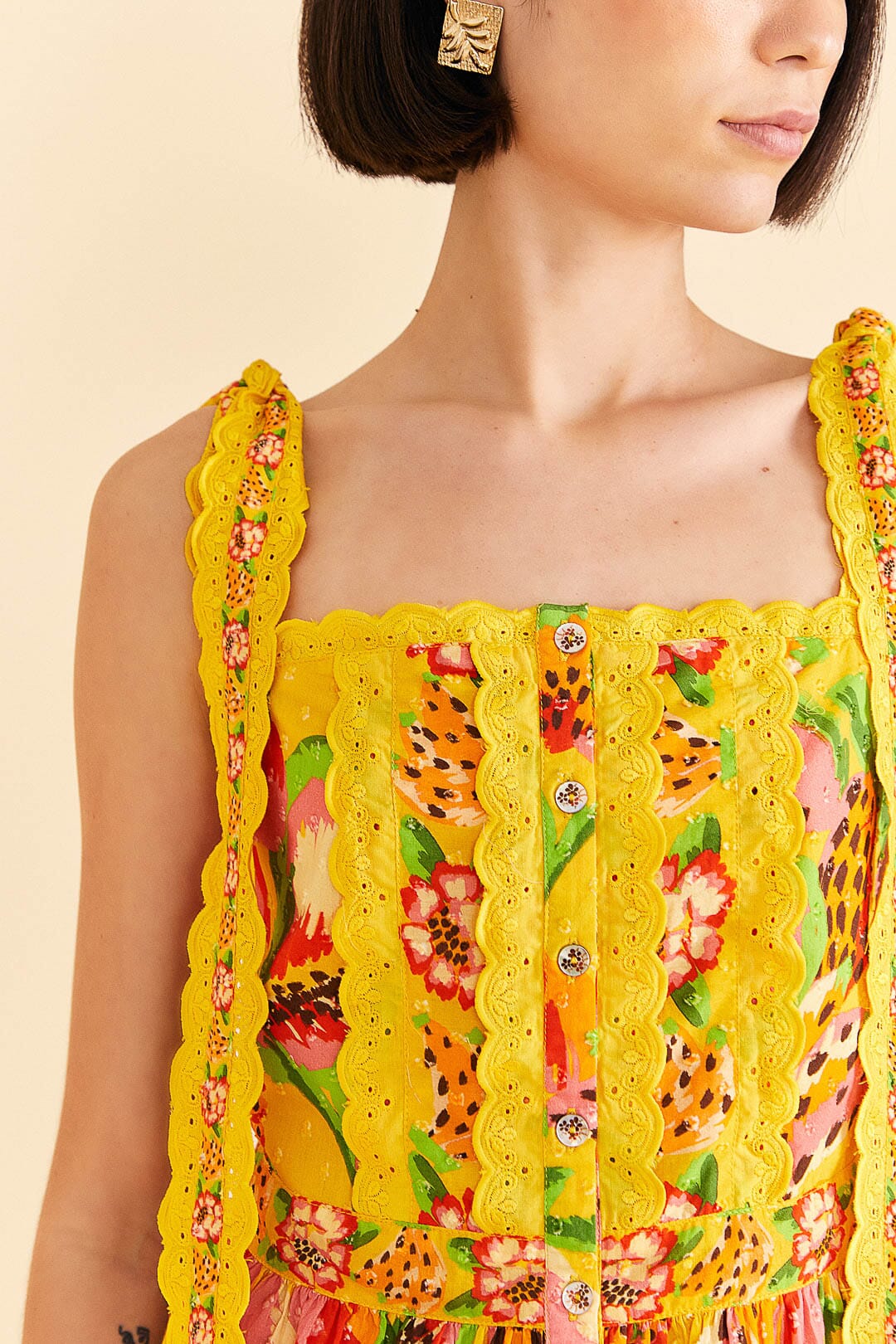 Farm Rio Yellow Fruits Paradise Blouse