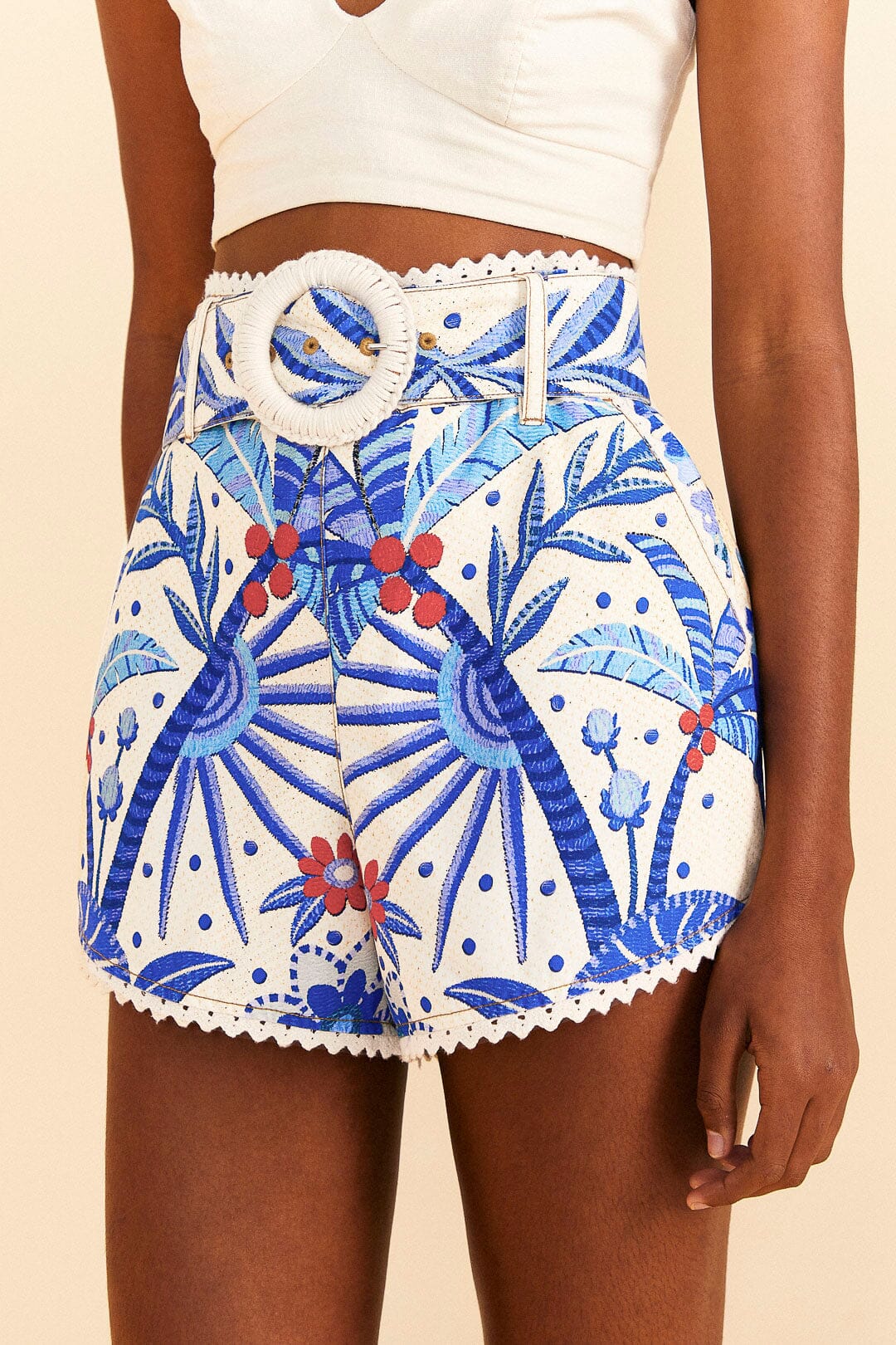 Farm Rio Off-White Jungle Chic Shorts