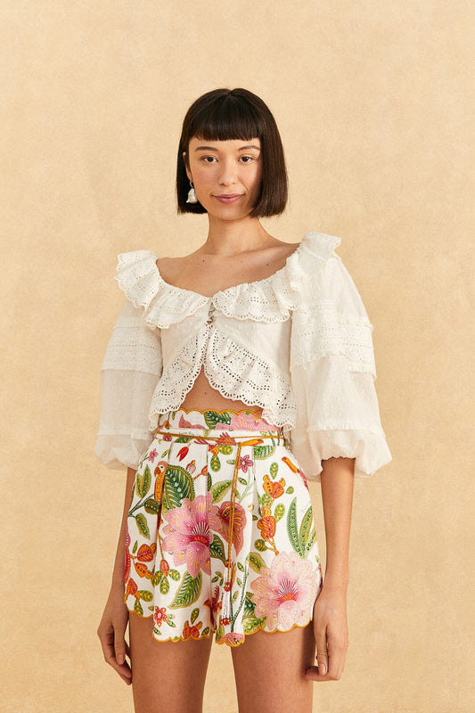 Farm Rio Off-White Macaw Bloom Shorts