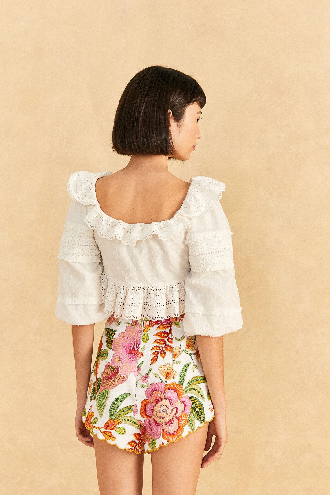 Farm Rio Off-White Macaw Bloom Shorts