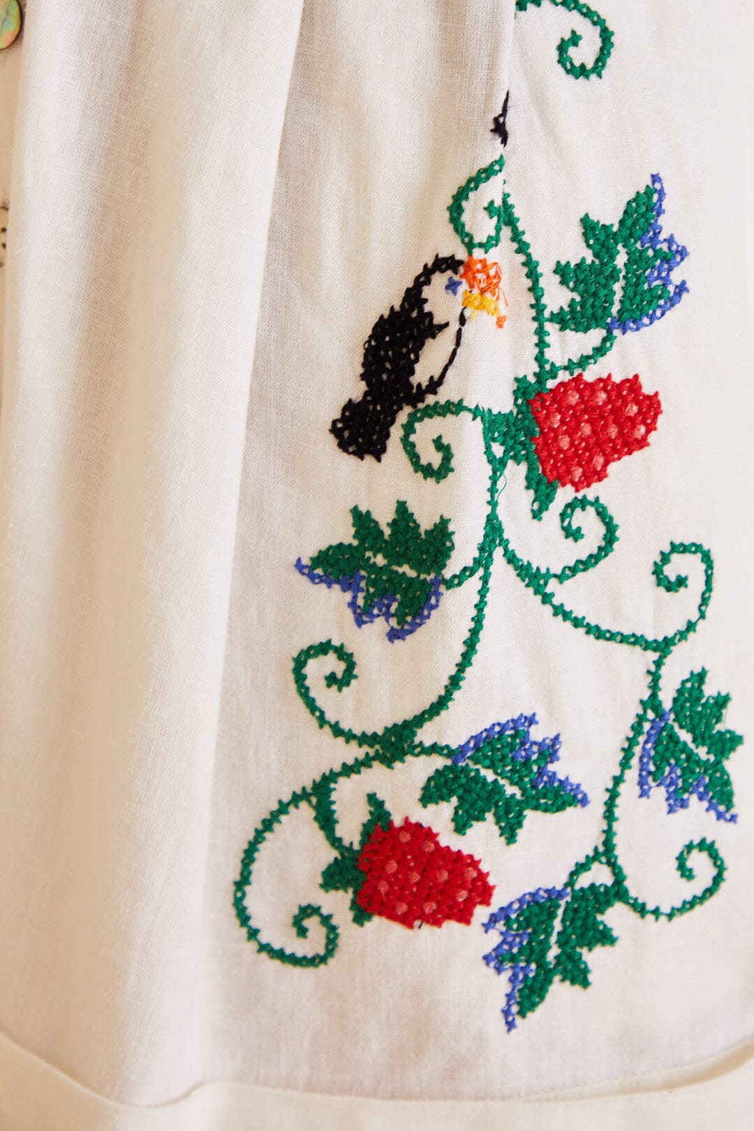 Farm Rio Cross Stitch Toucan Embroidered Romper