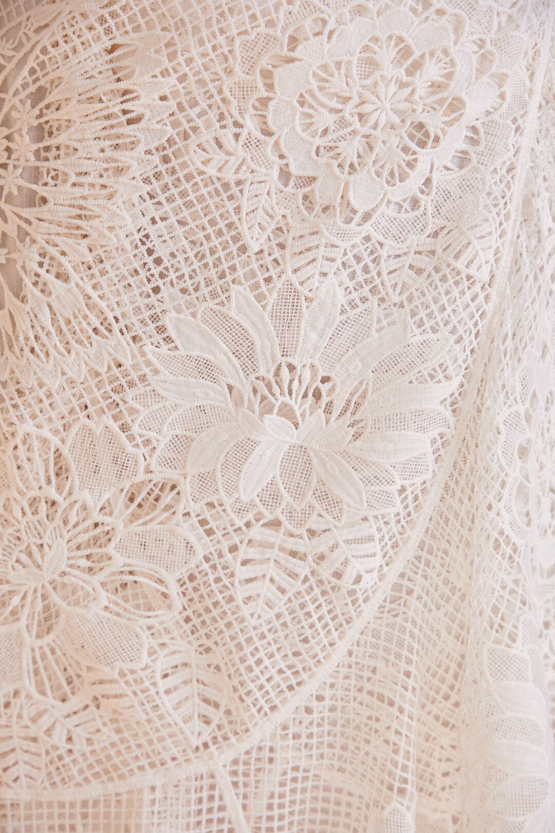 Farm Rio Off-White Guipire Midi Skirt