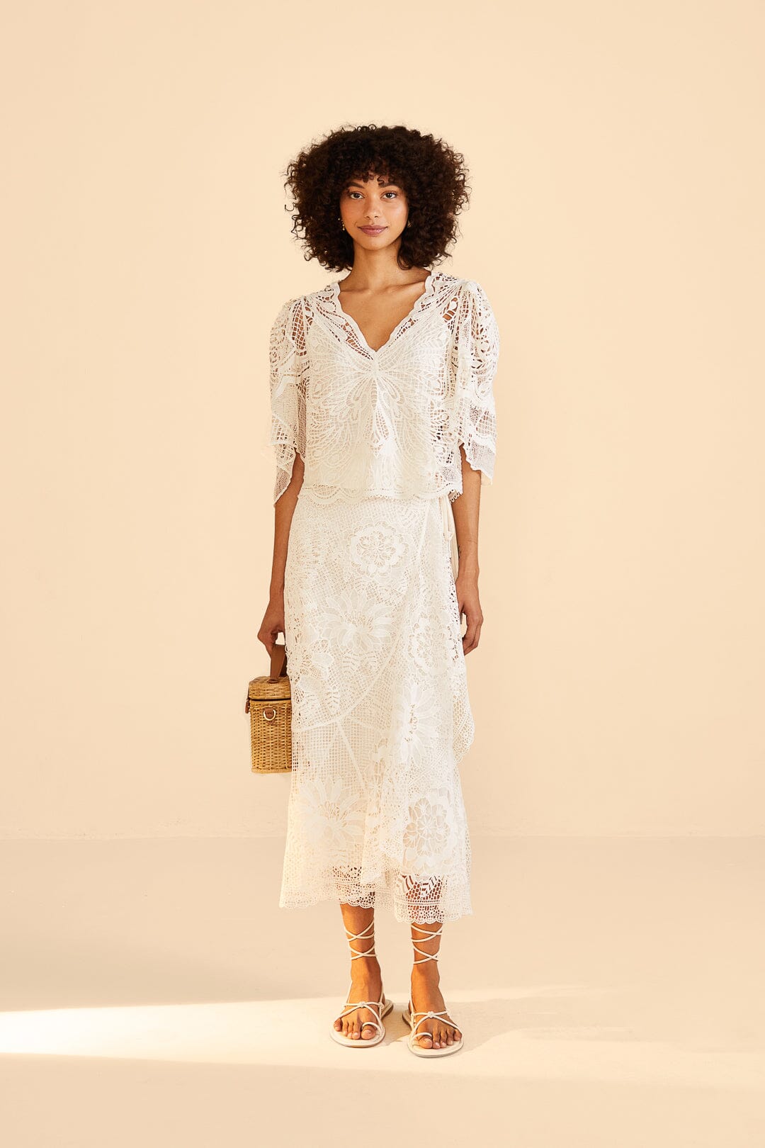 Farm Rio Off-White Butterfly Guipure Blouse