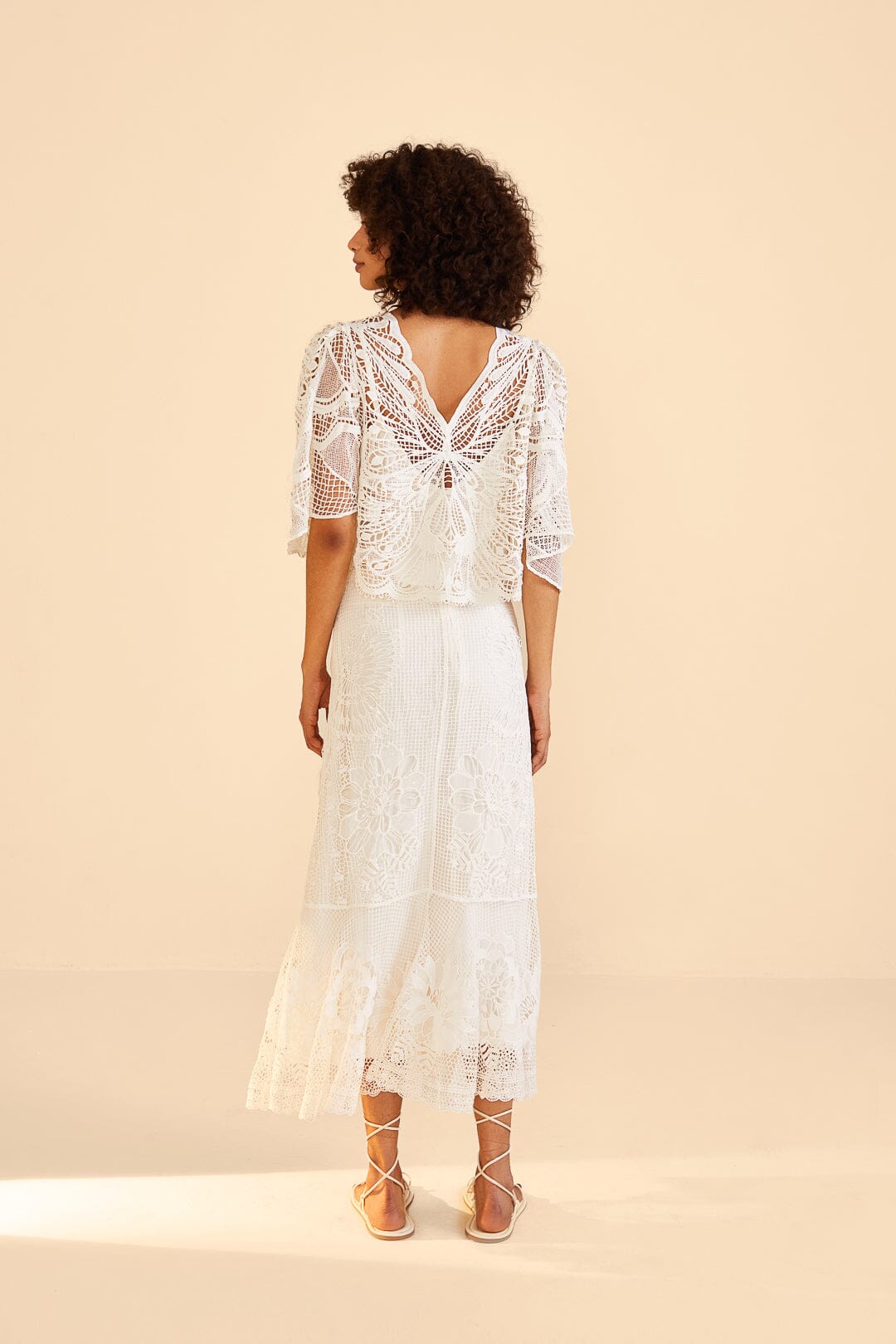 Farm Rio Off-White Butterfly Guipure Blouse