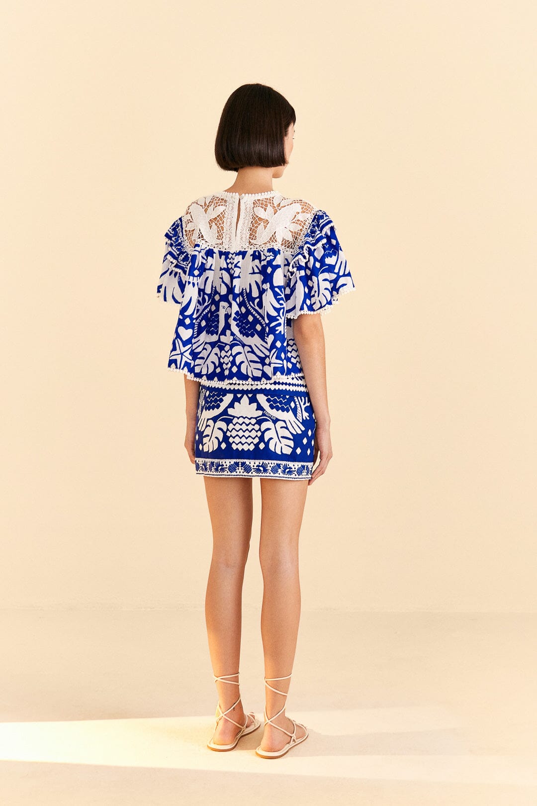 Farm Rio Navy Blue Jungle Scarf Blouse