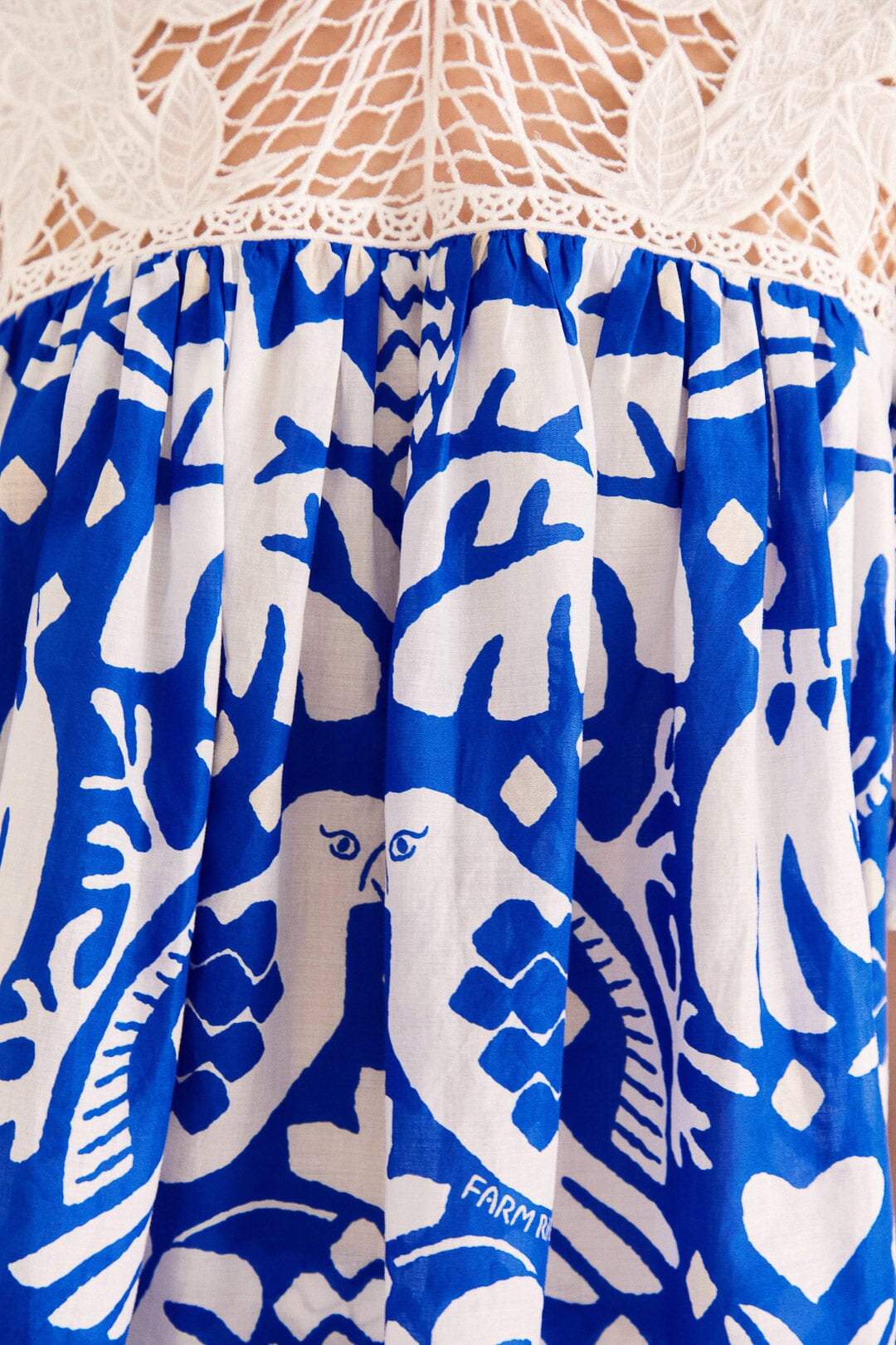 Farm Rio Navy Blue Jungle Scarf Blouse