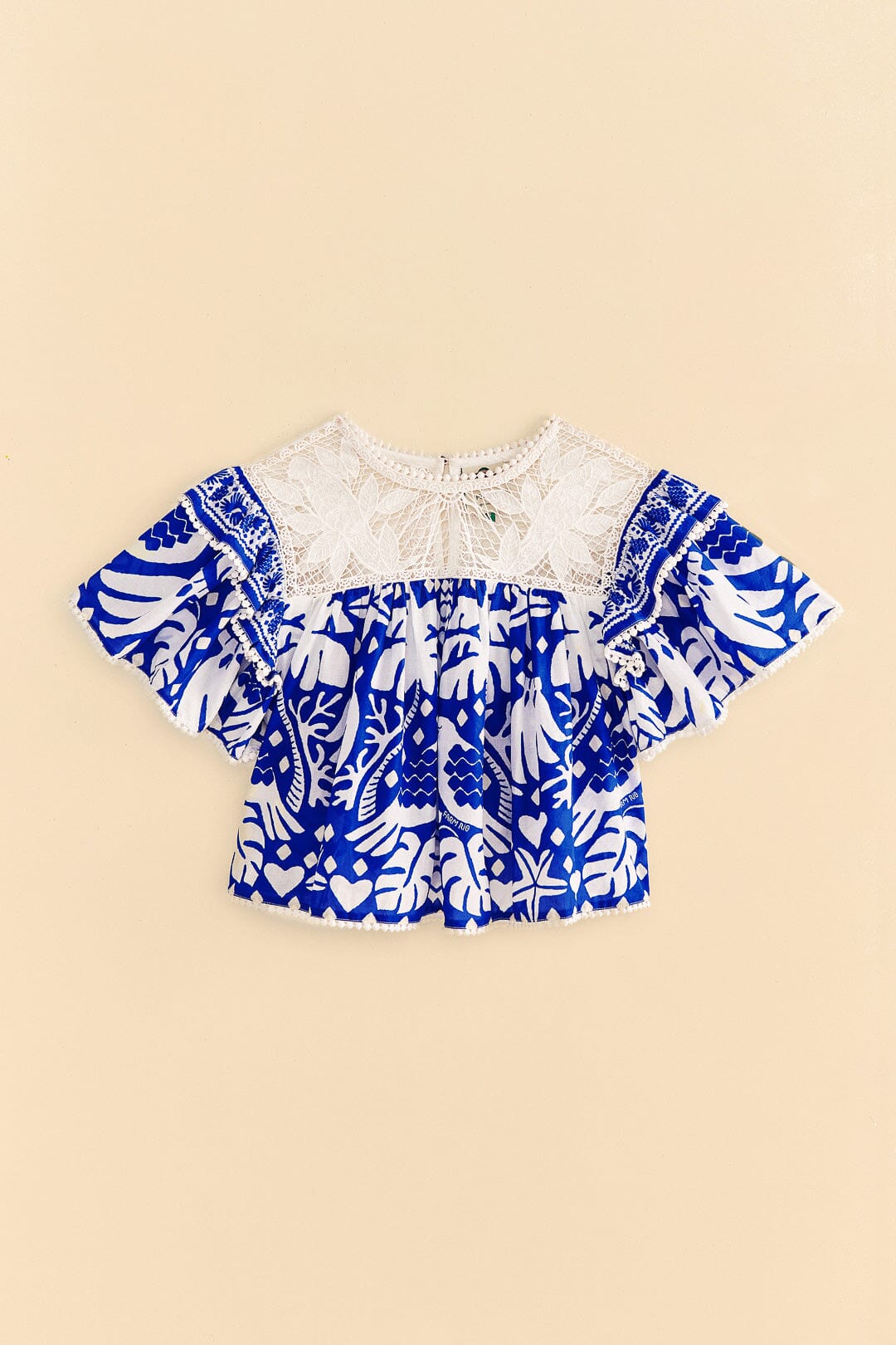 Farm Rio Navy Blue Jungle Scarf Blouse