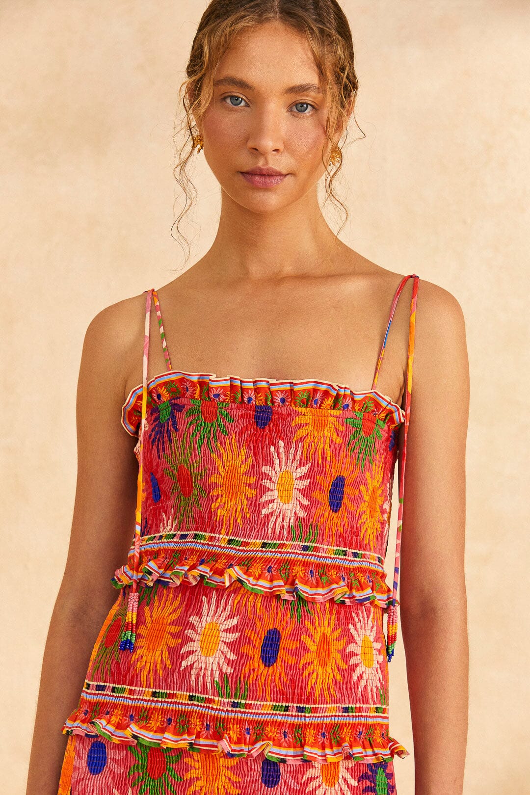 Farm Rio Coral Summer Sun Mini Dress