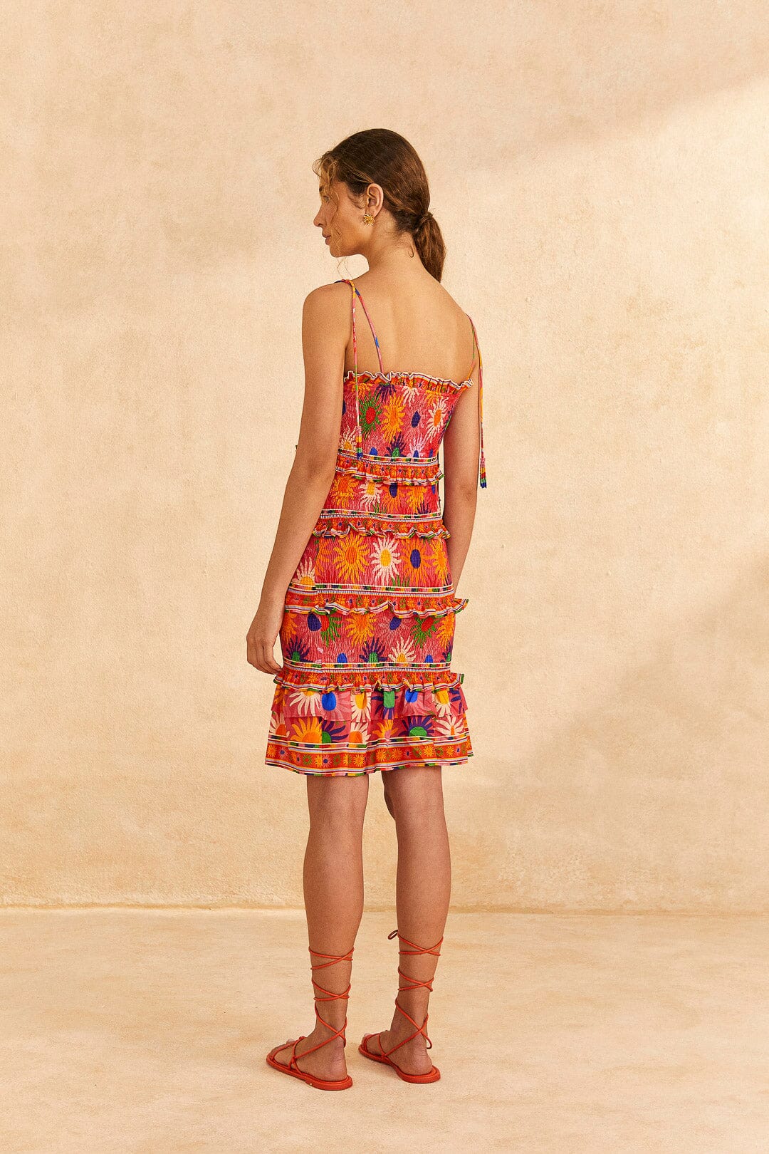 Farm Rio Coral Summer Sun Mini Dress