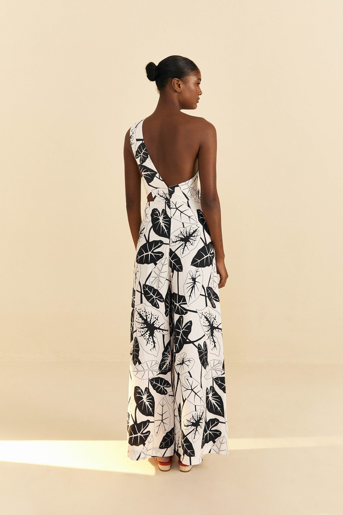 Farm Rio Off-White Graphic Leaves Jumpsuit