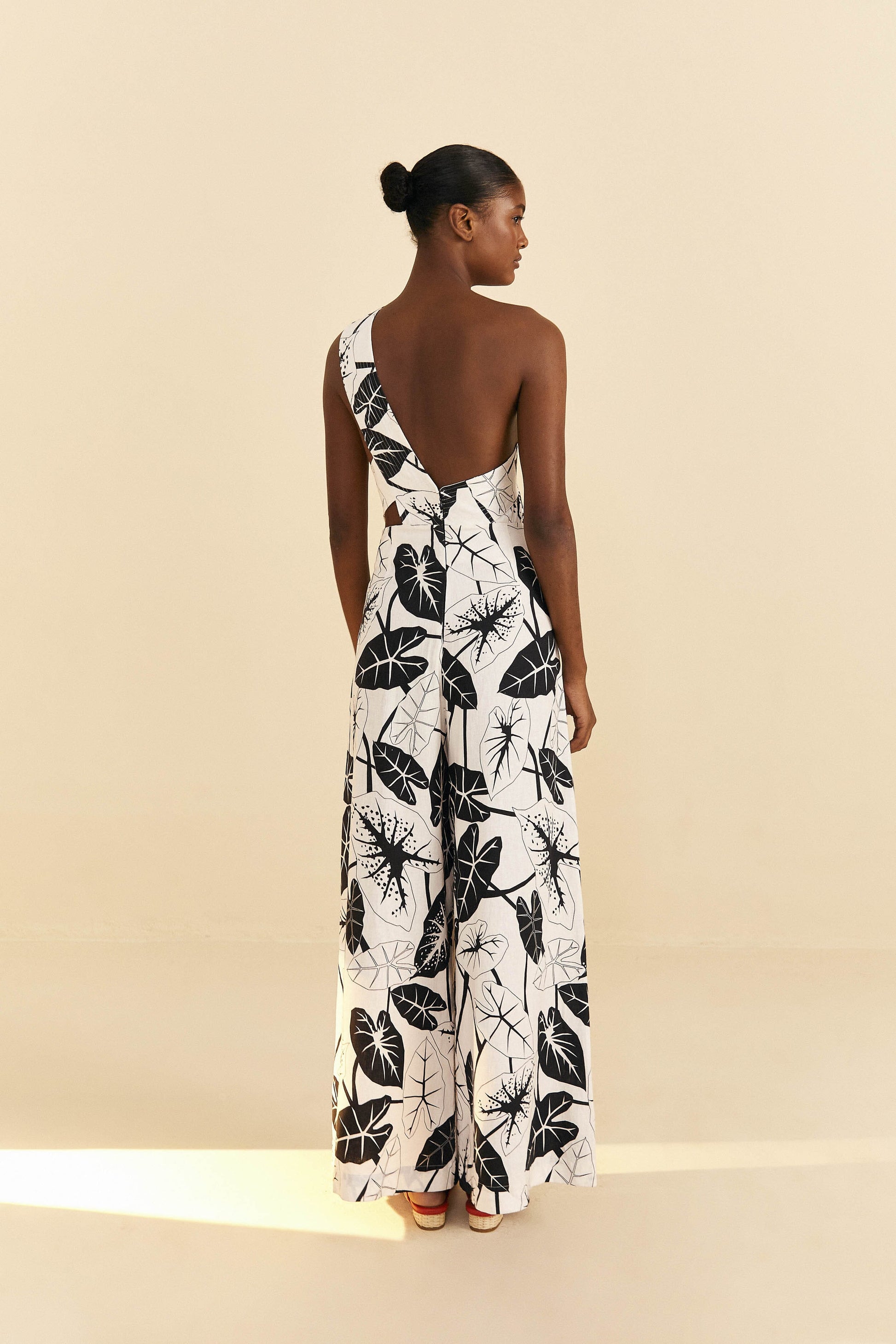 Farm Rio Off-White Graphic Leaves Jumpsuit
