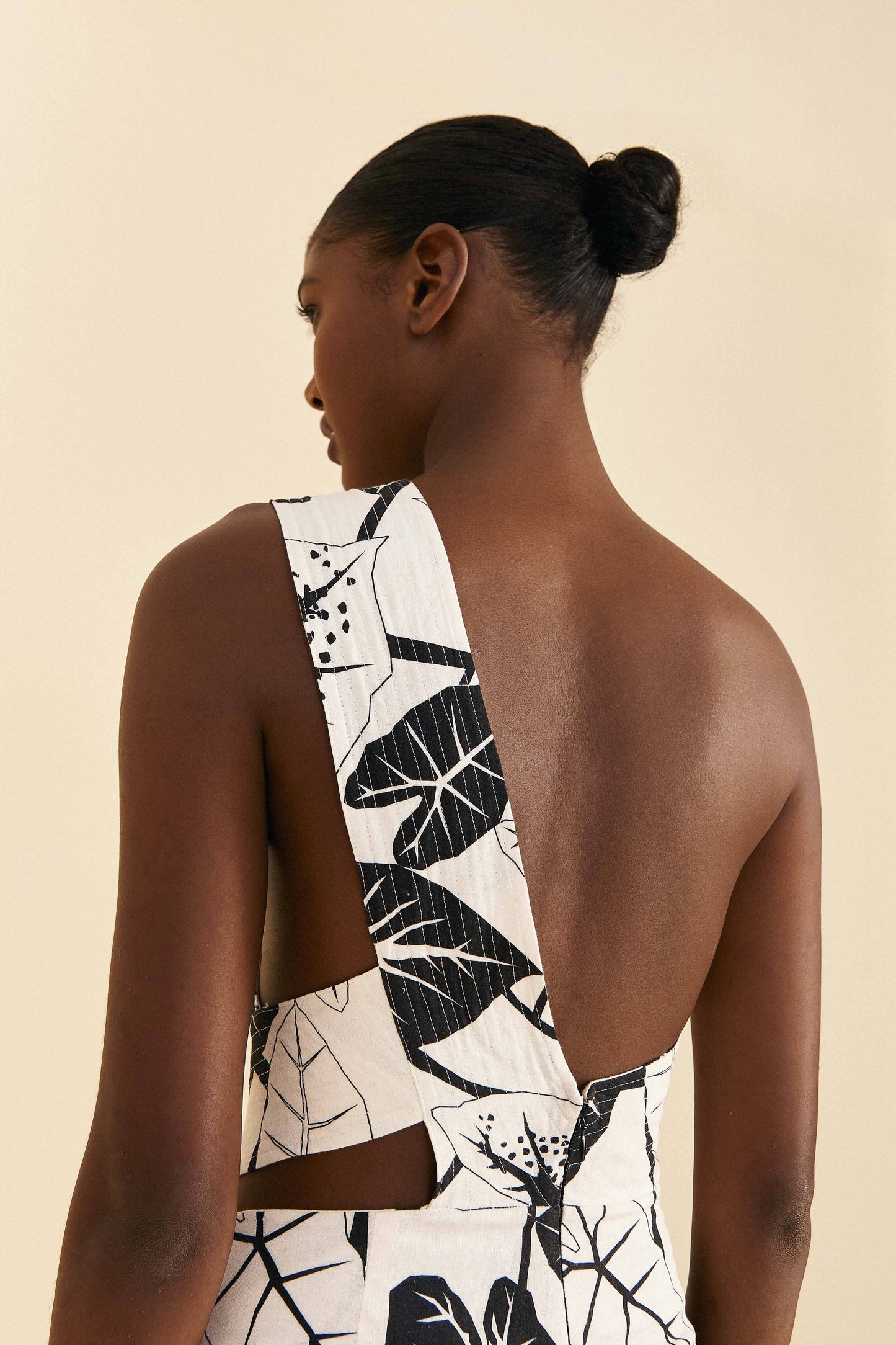 Farm Rio Off-White Graphic Leaves Jumpsuit