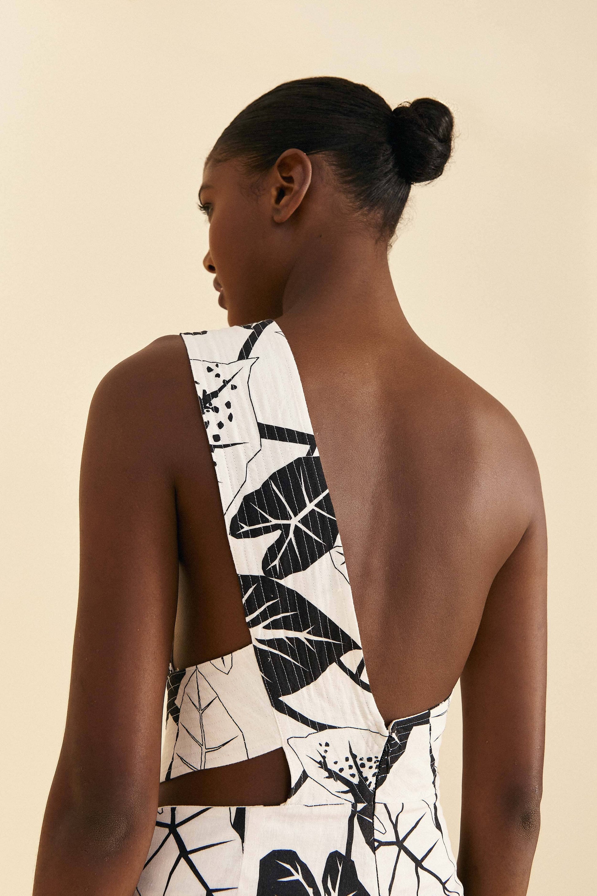 Farm Rio Off-White Graphic Leaves Jumpsuit