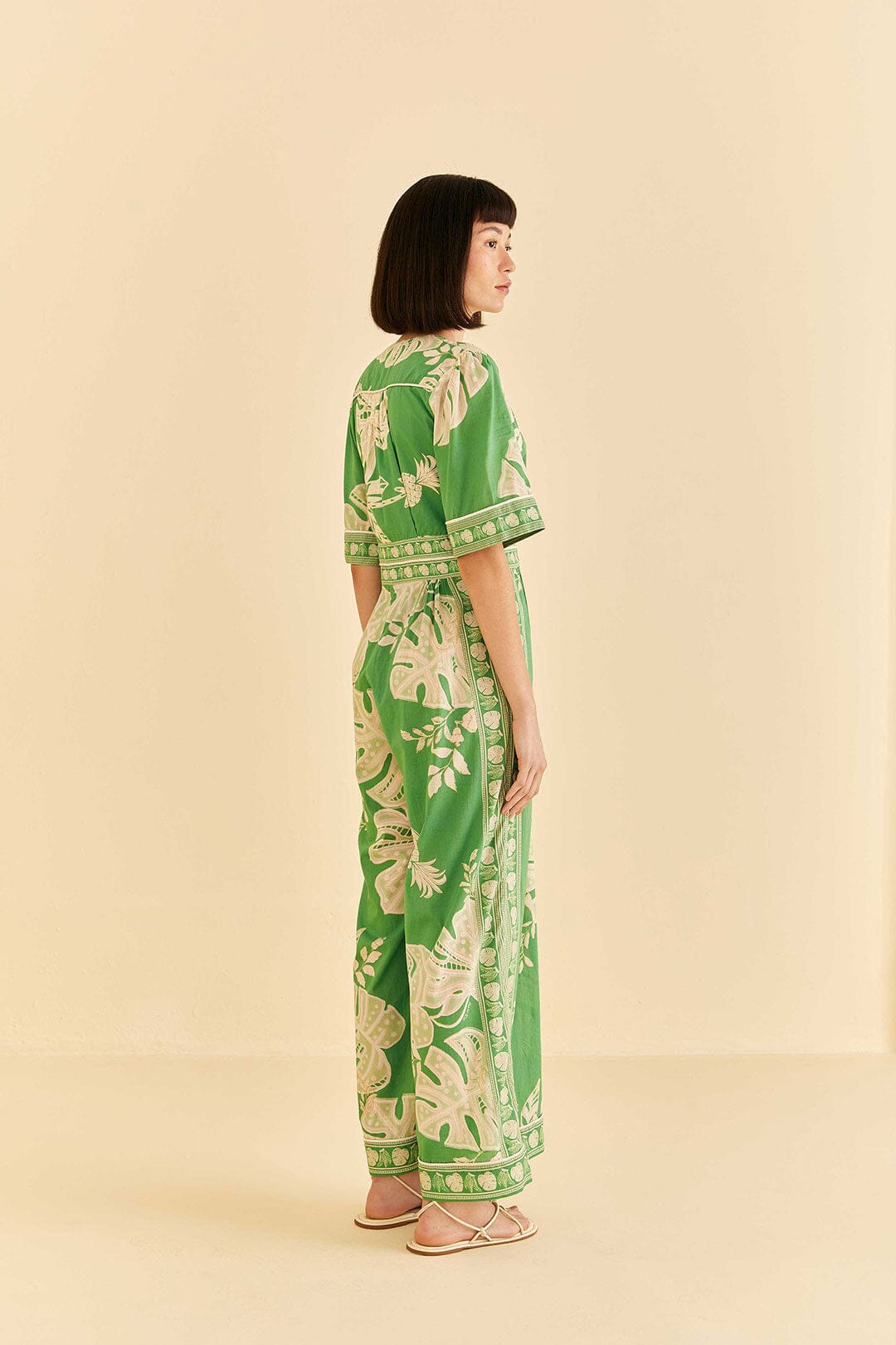 Farm Rio Green Lace Monsteras Jumpsuit