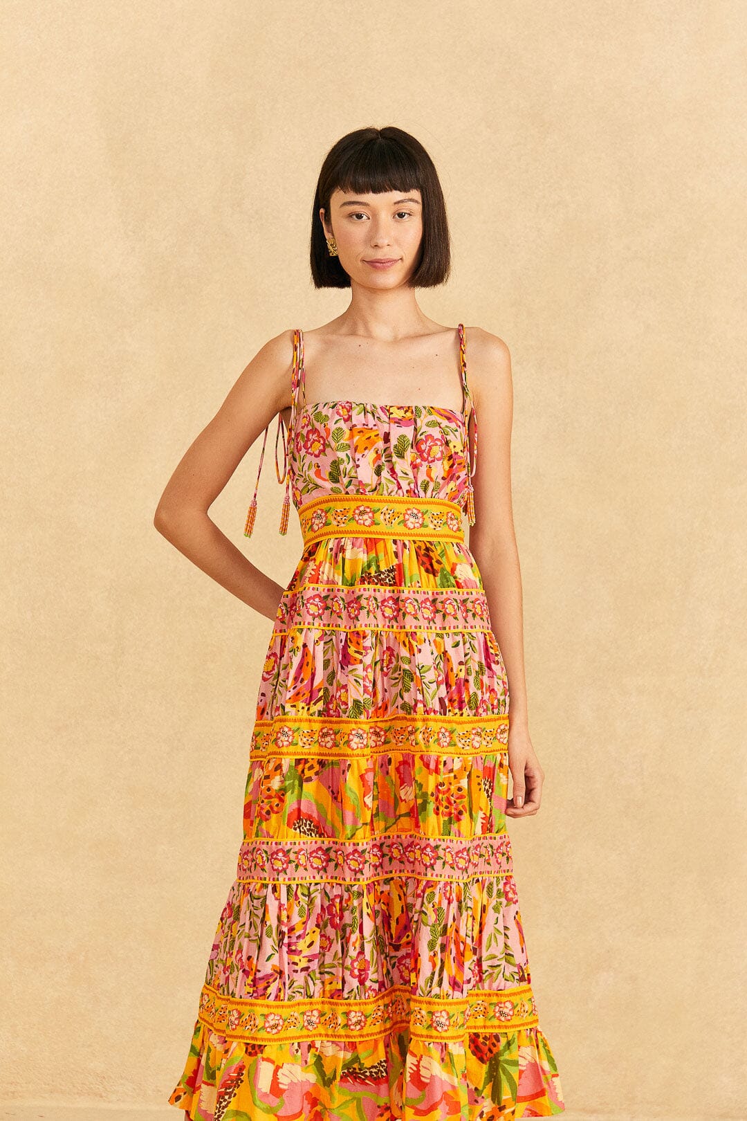 Farm Rio Mixed Fruits Paradise Midi Dress