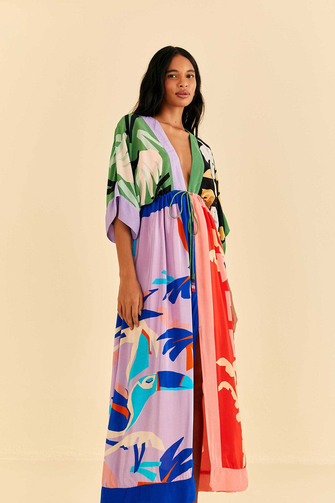 Farm Rio Brasil Bahia Scarves Midi Dress