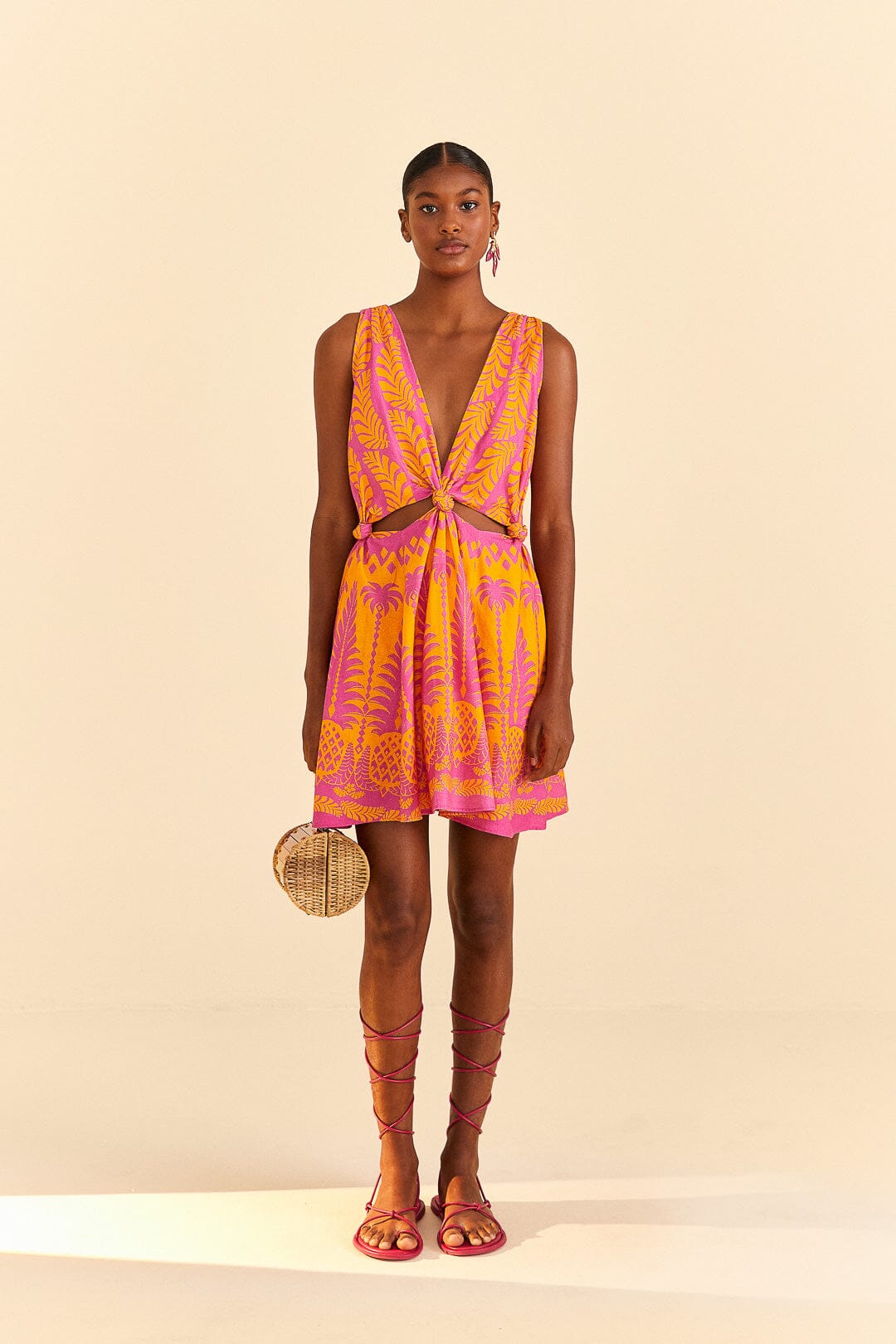 Farm Rio Orange Pineapple Love Mini Dress