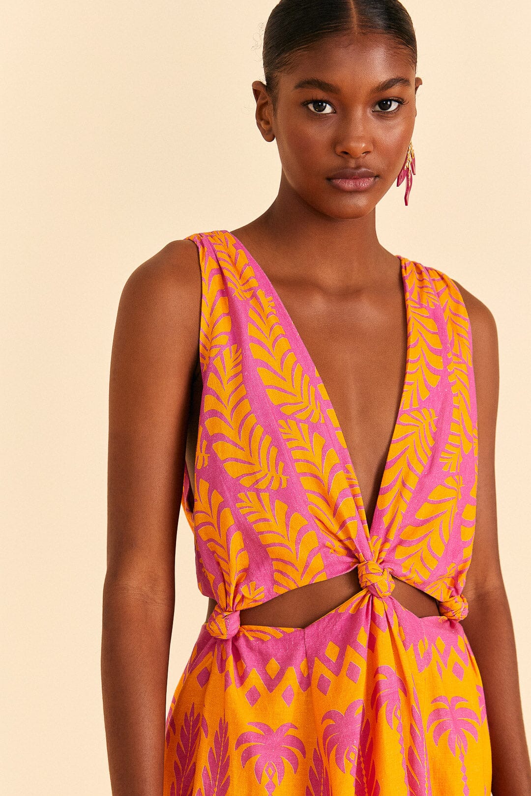 Farm Rio Orange Pineapple Love Mini Dress