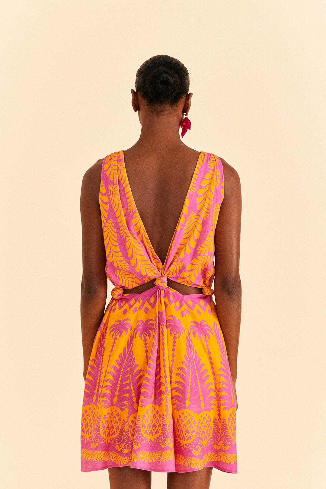 Farm Rio Orange Pineapple Love Mini Dress
