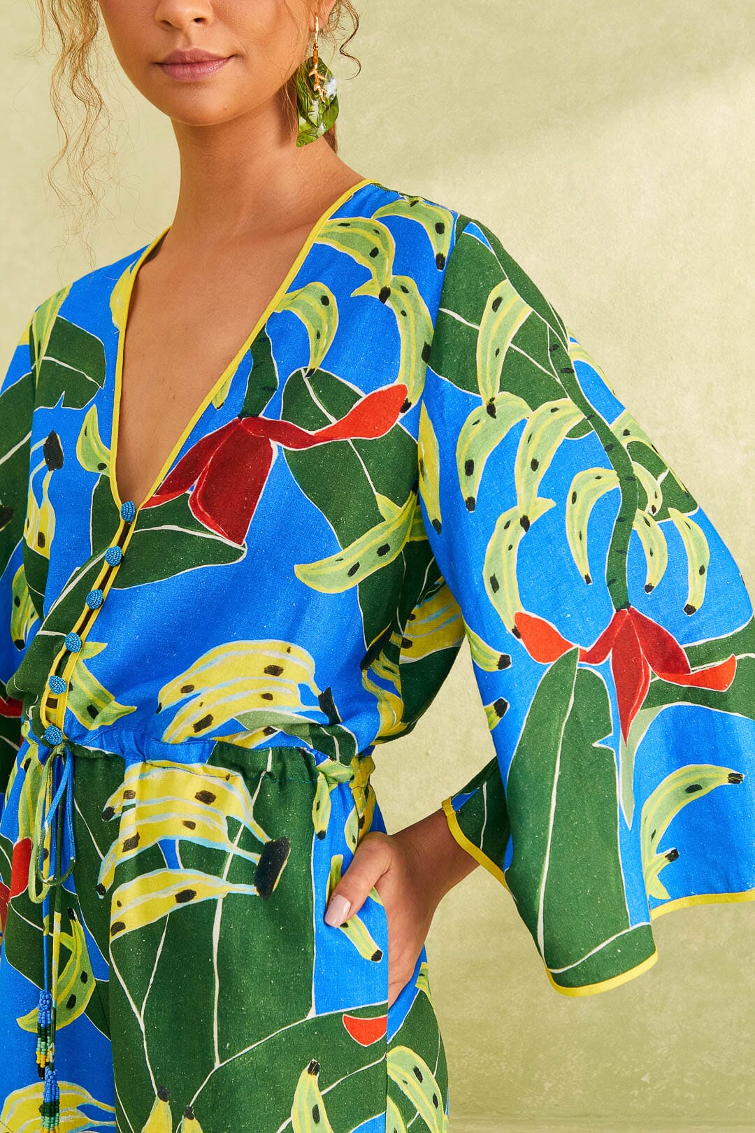 Farm Rio Blue Banana Leaves Romper