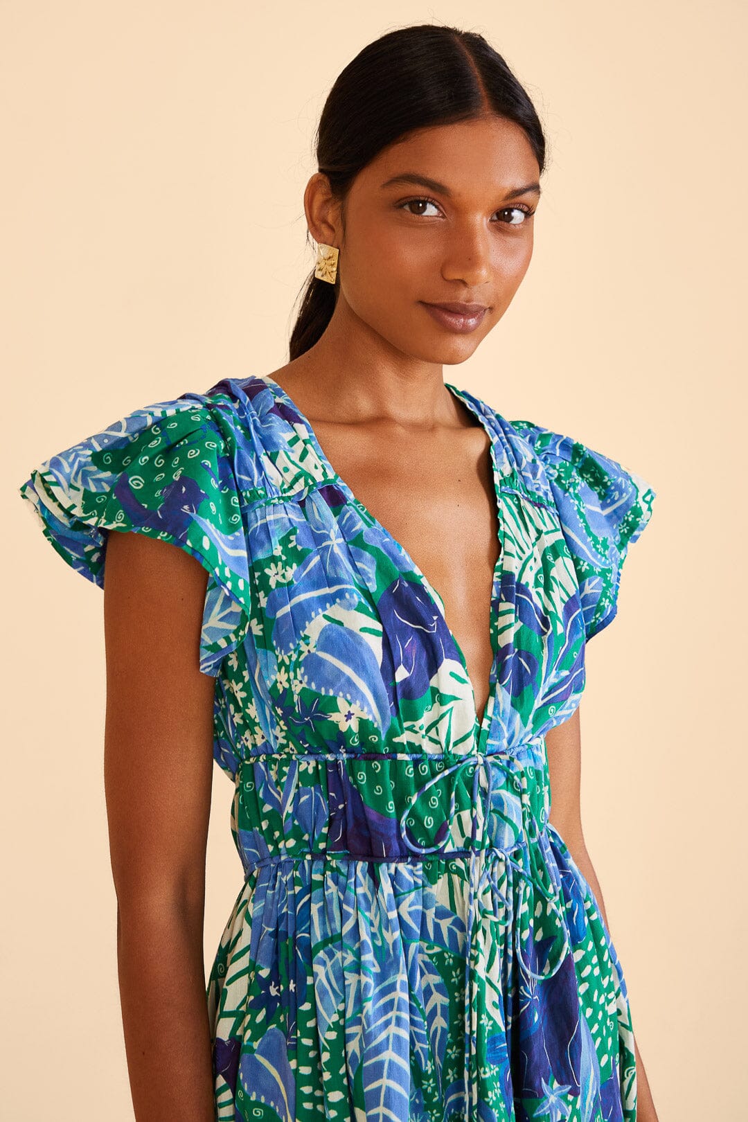 Farm Rio Green Jungle Panther Mini Dress