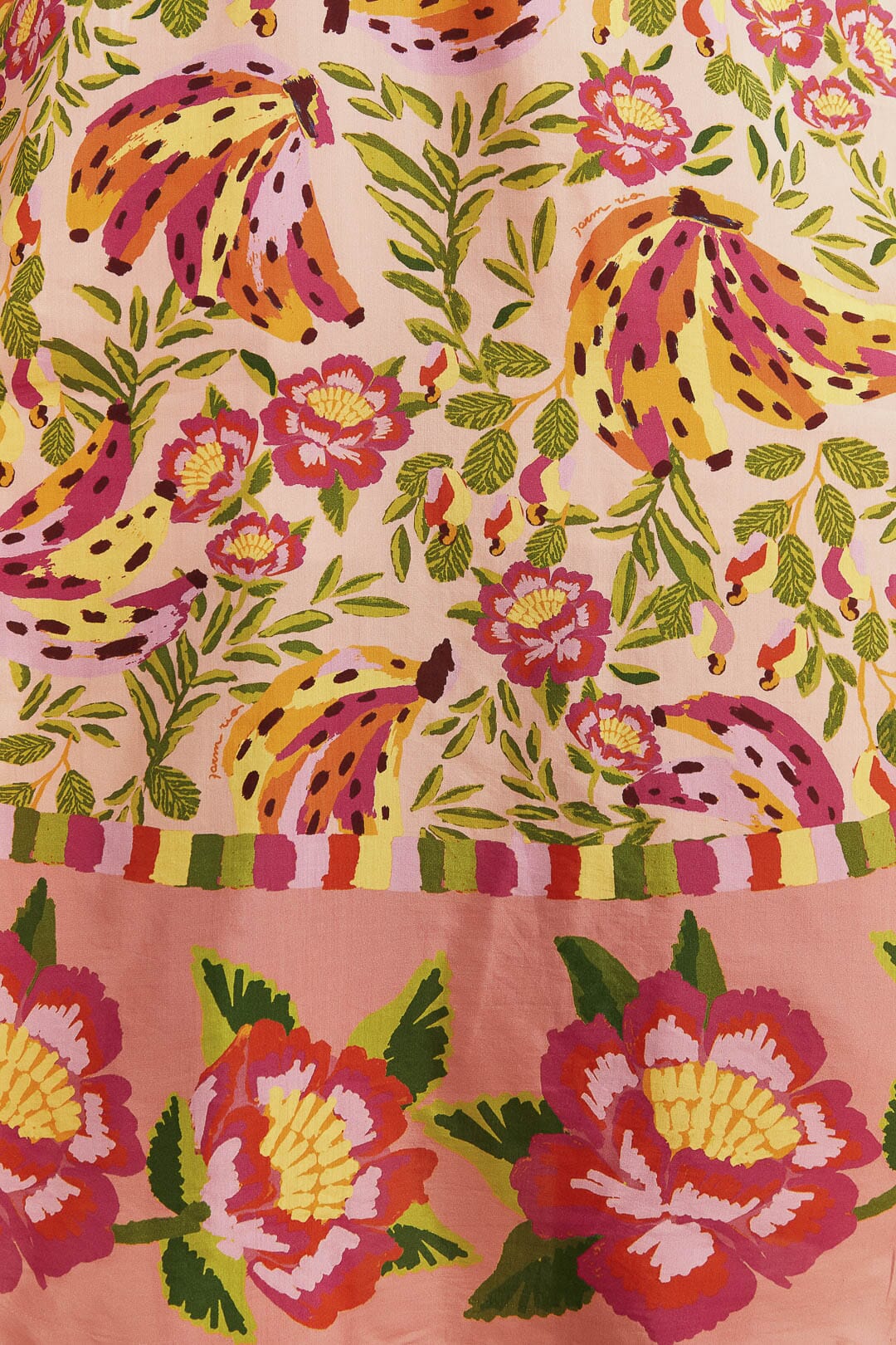 Farm Rio Pink Painted Bananas Midi Dress