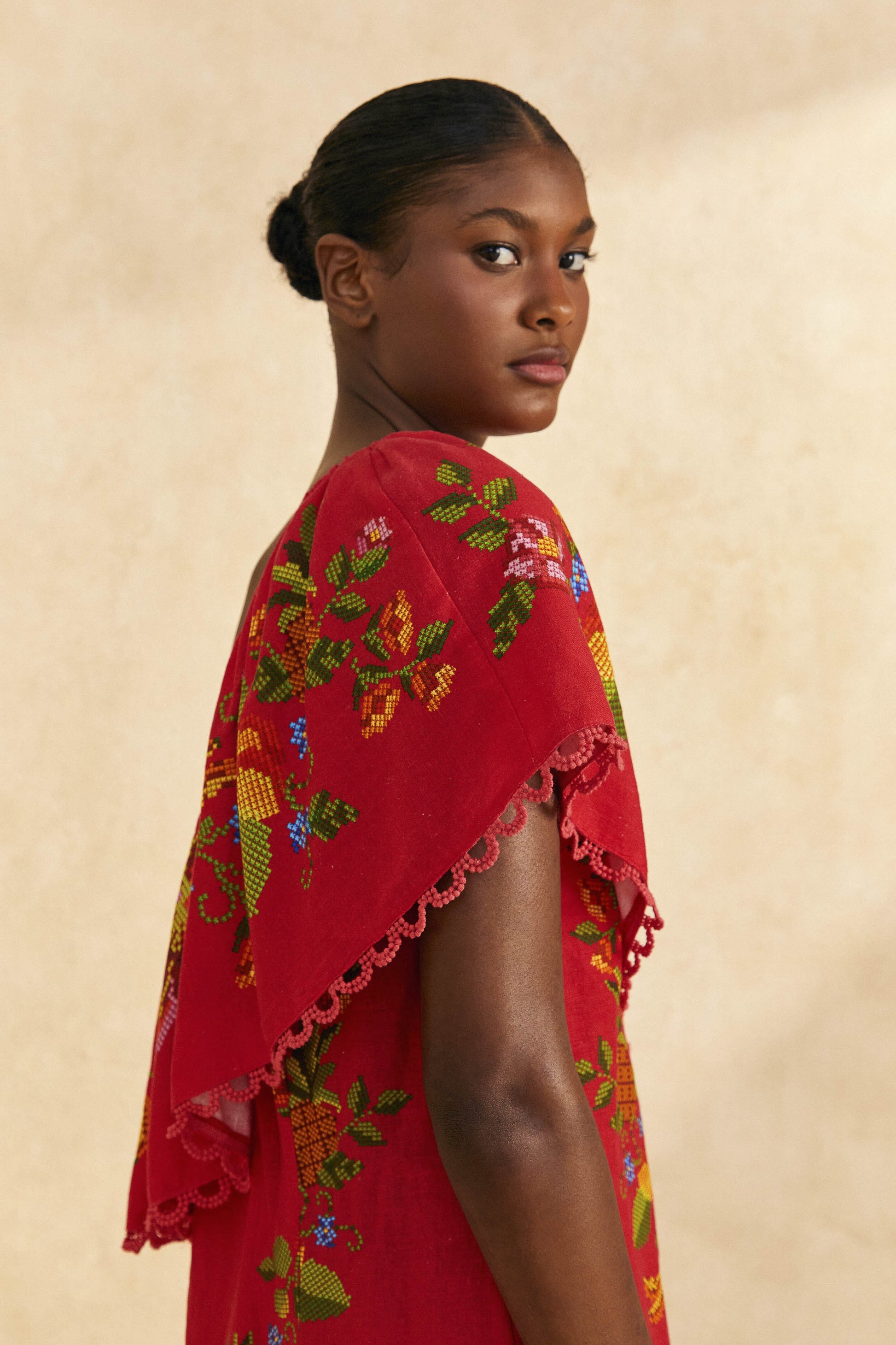 Farm Rio Red Tropical Romance Mini Dress
