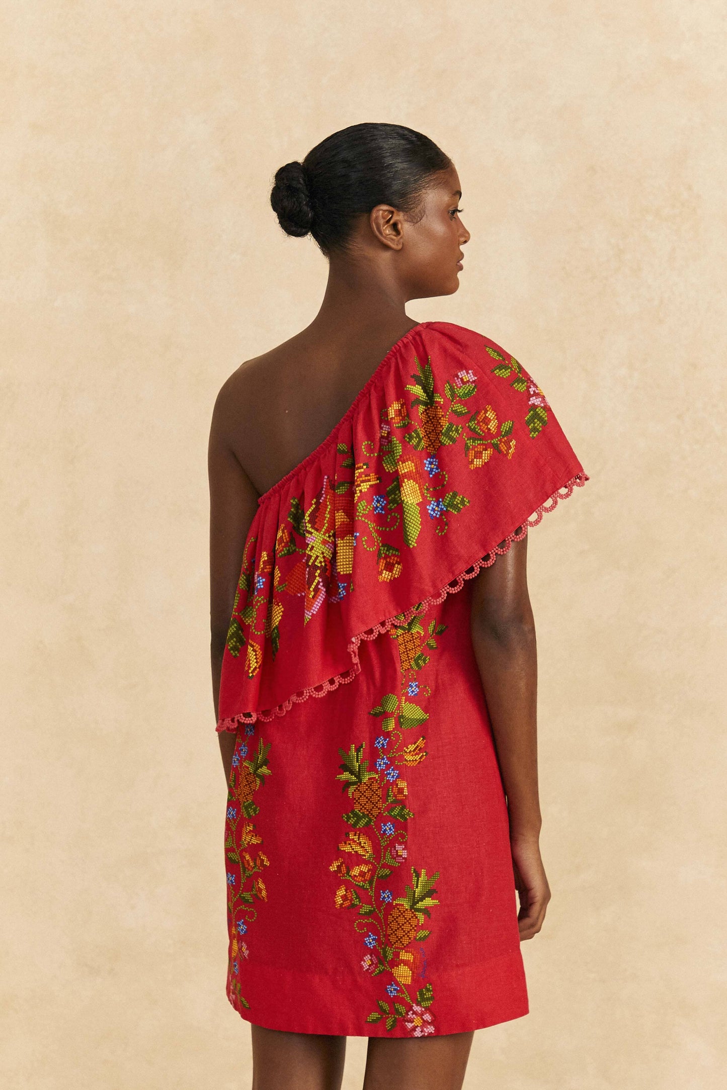 Farm Rio Red Tropical Romance Mini Dress