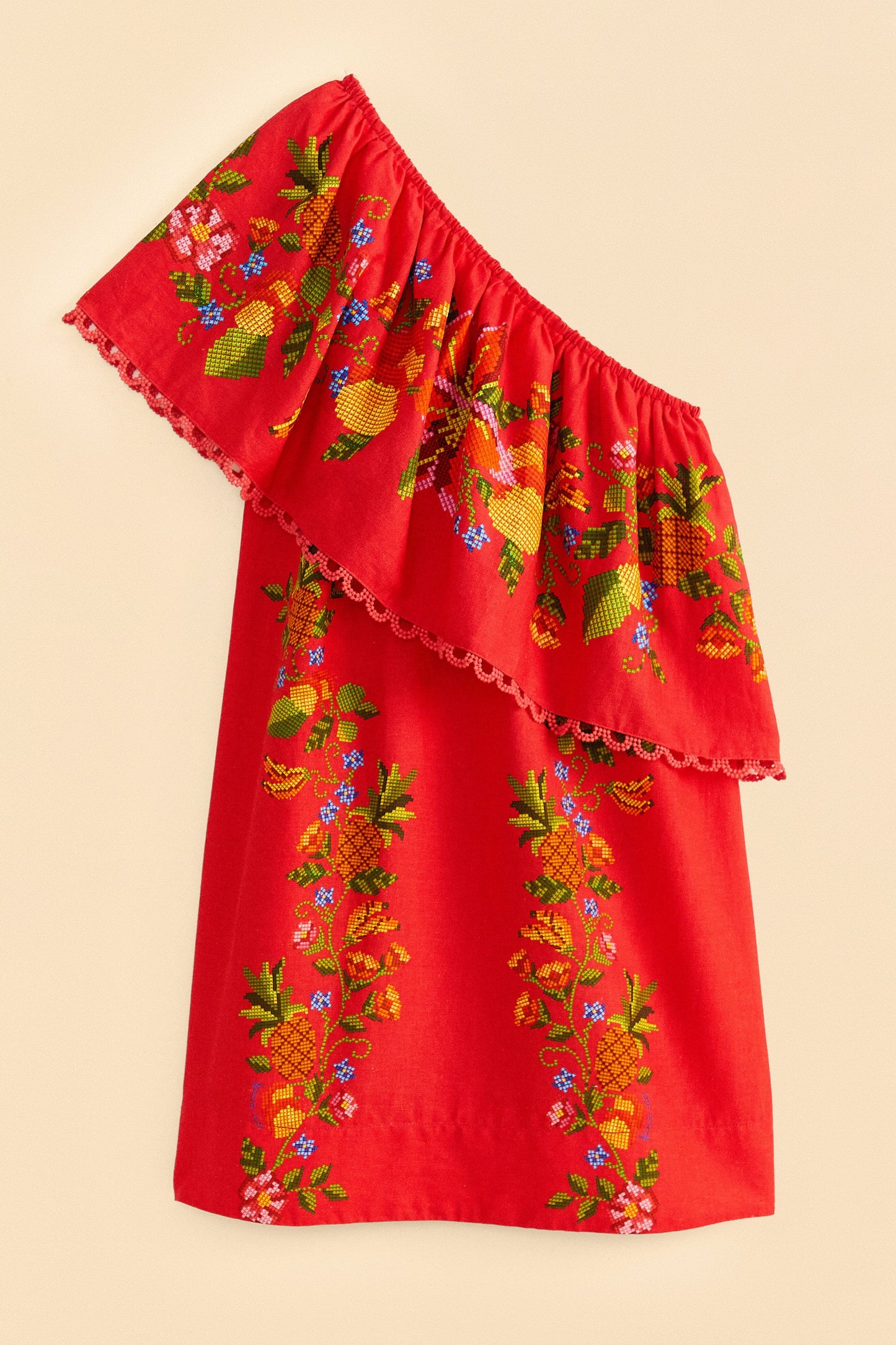 Farm Rio Red Tropical Romance Mini Dress