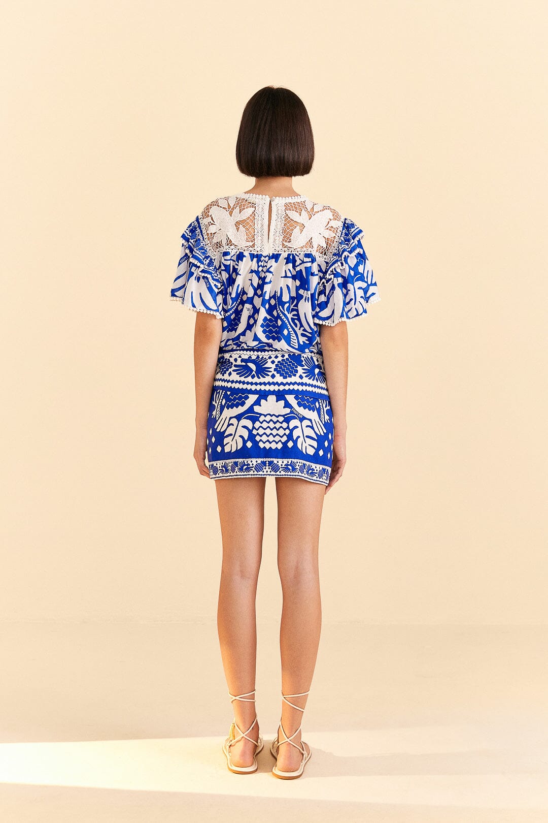 Farm Rio Navy Blue Jungle Scarf Mini Skirt