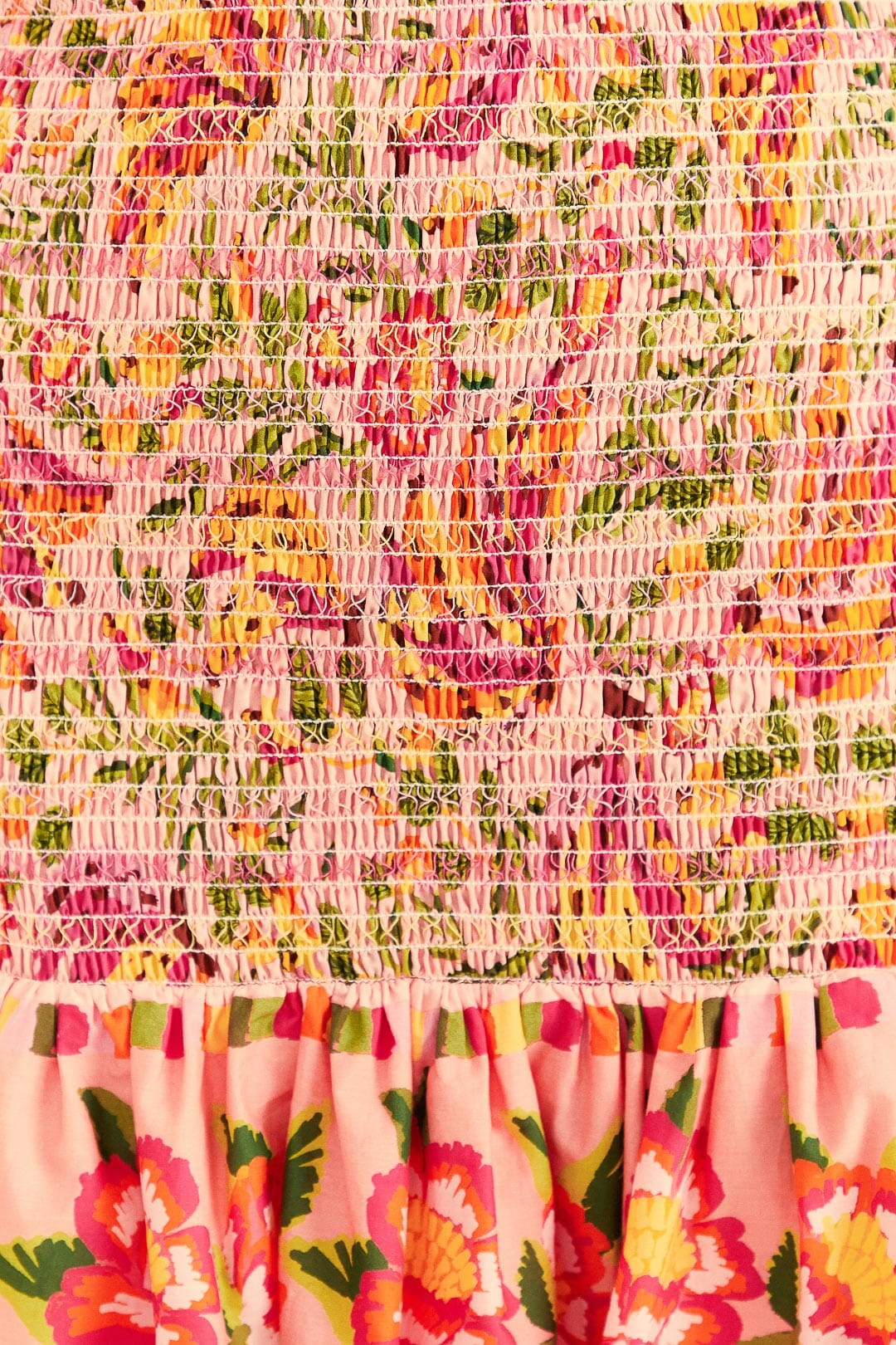 Farm Rio Pink Painted Bananas Smocked Mini Skirt