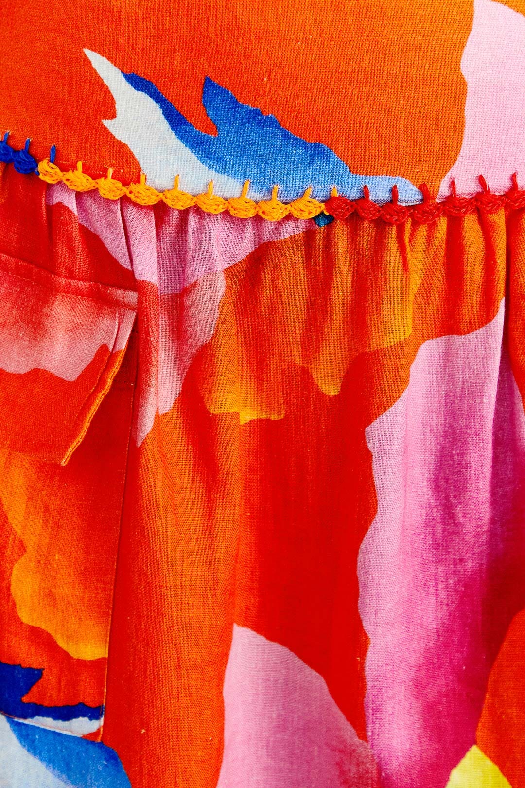 Farm Rio Red Ombre Chita Midi Skirt