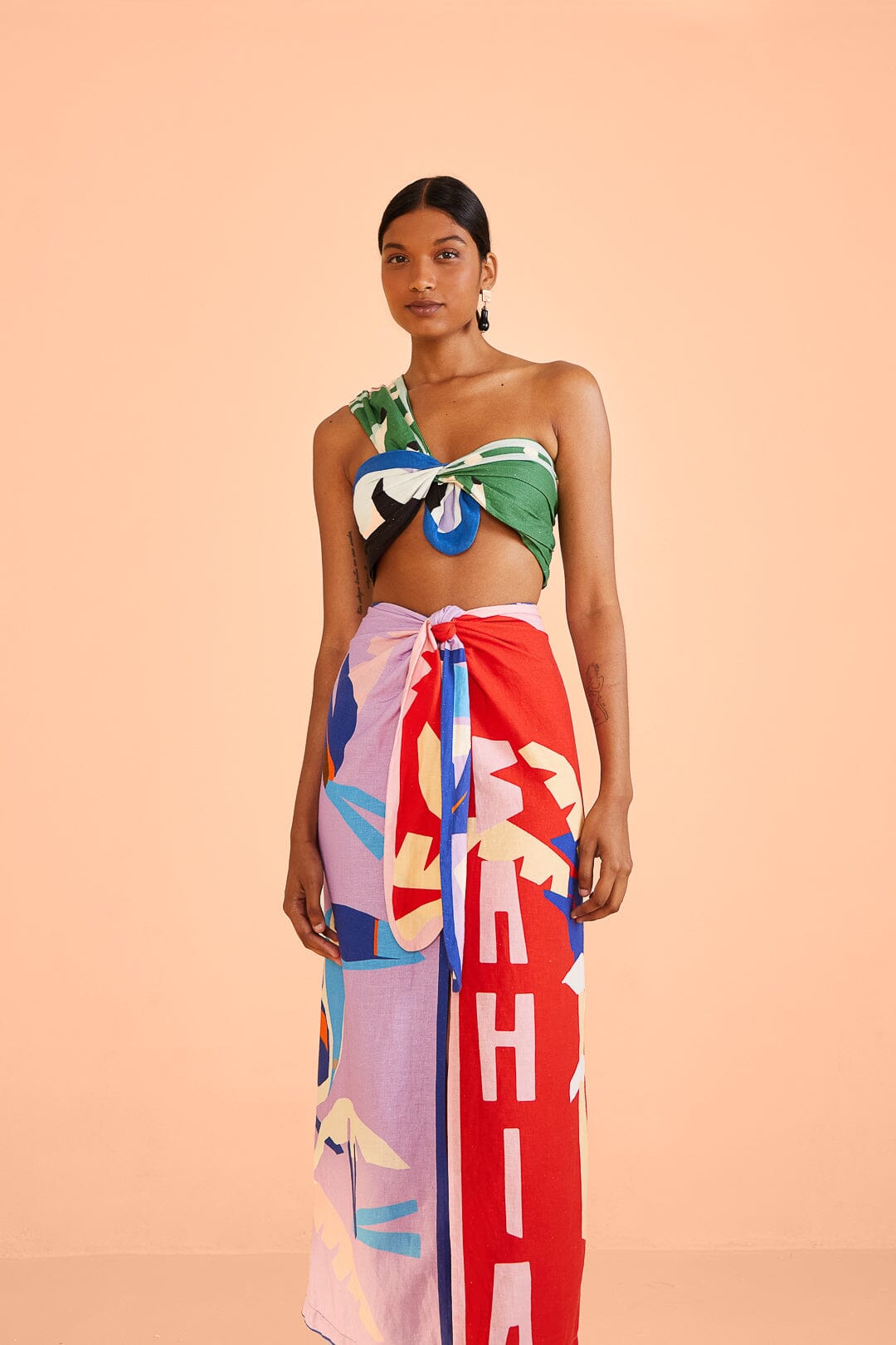 Farm Rio Brasil Bahia Scarves Midi Skirt