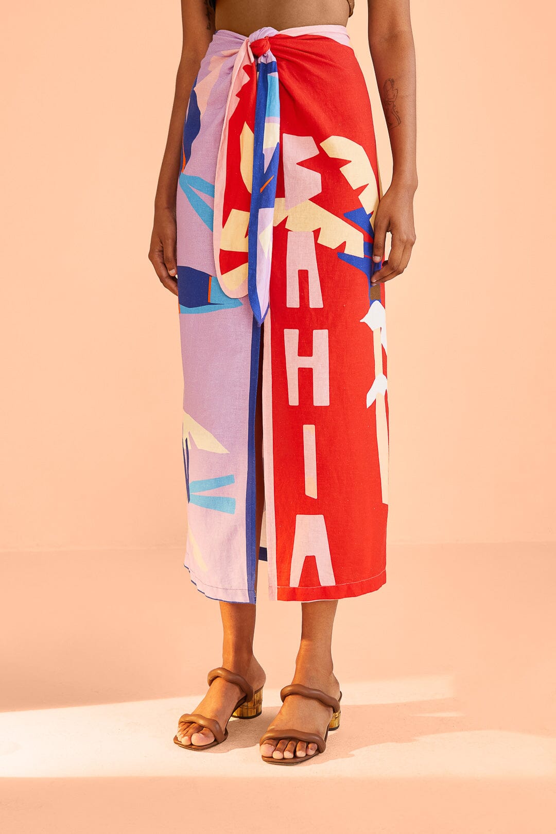 Farm Rio Brasil Bahia Scarves Midi Skirt