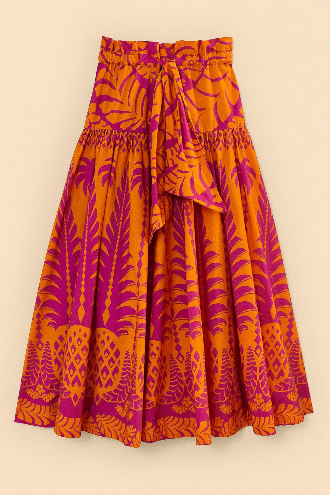 Farm Rio Orange Pineapple Love Organic Cotton Maxi Skirt